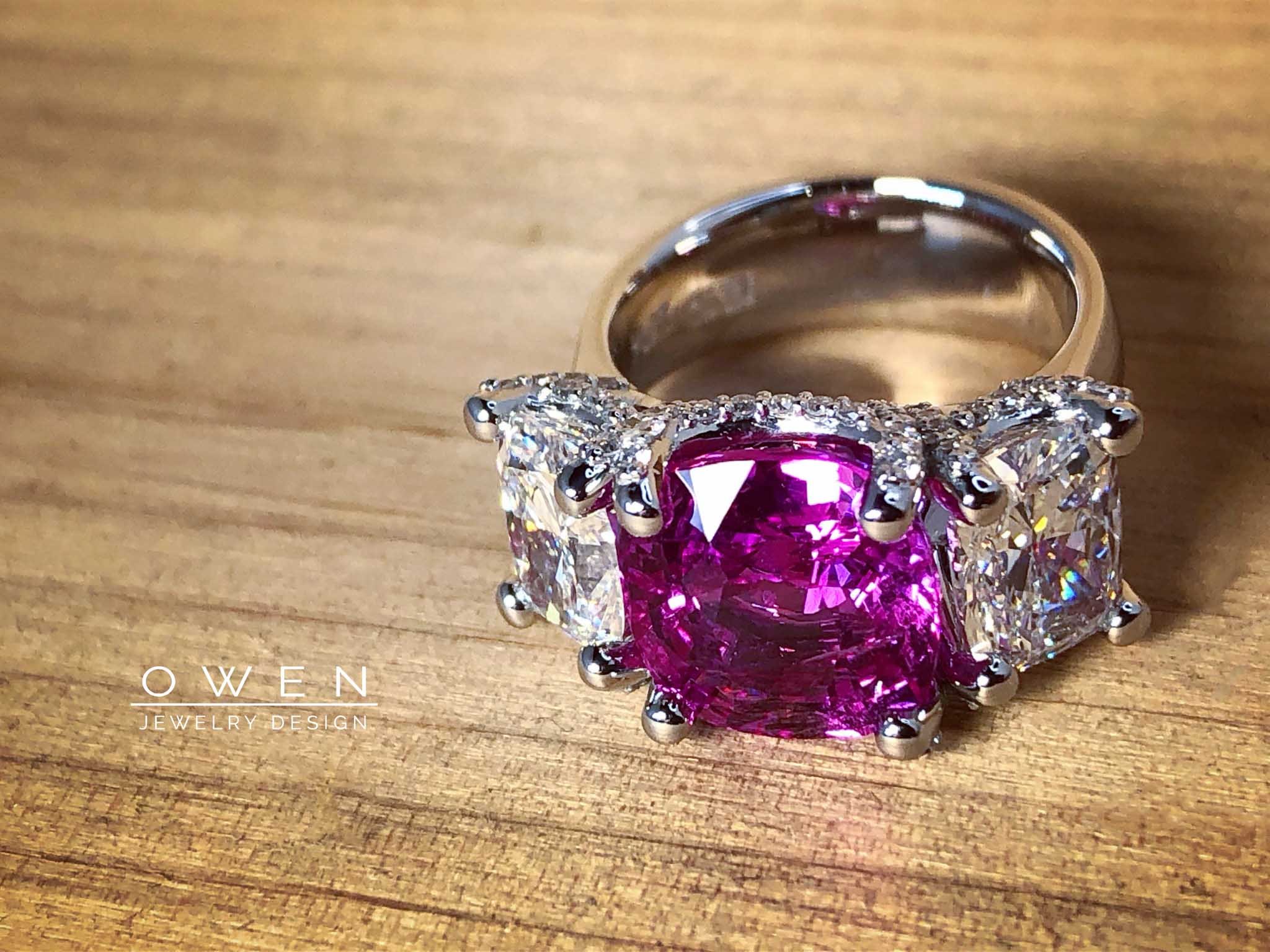 CUSTOM PLATINUM RING WITH GENUINE PINK SAPPHIRE AND DIAMONDS.jpg