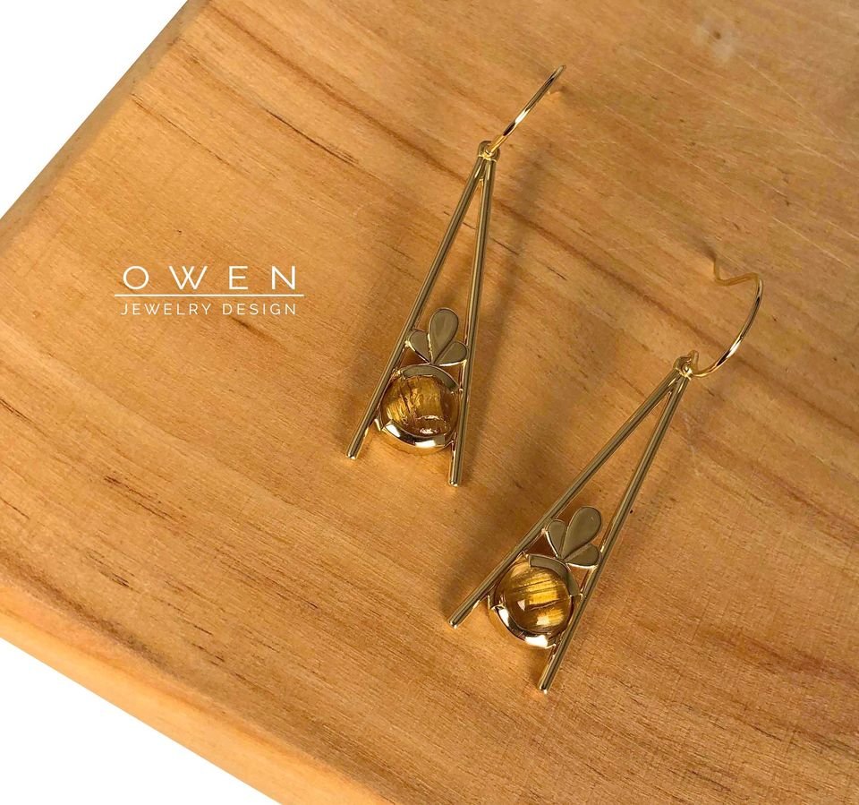 CUSTOM ELLOW GOLD EARRINGS WITH BRAZILIAN RUTILATED QUARTZ.jpg