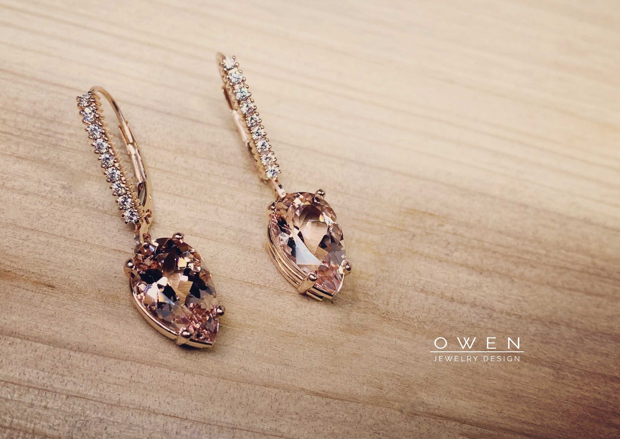 CUSTOM ROSE GOLD EARRINGS WITH MORGANITE AND DIAMONDS.jpg
