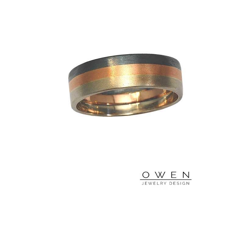 CUSTOM STERLING SILVER, ROSE GOLD, AND WHITE GOLD WEDDING BAND.jpg