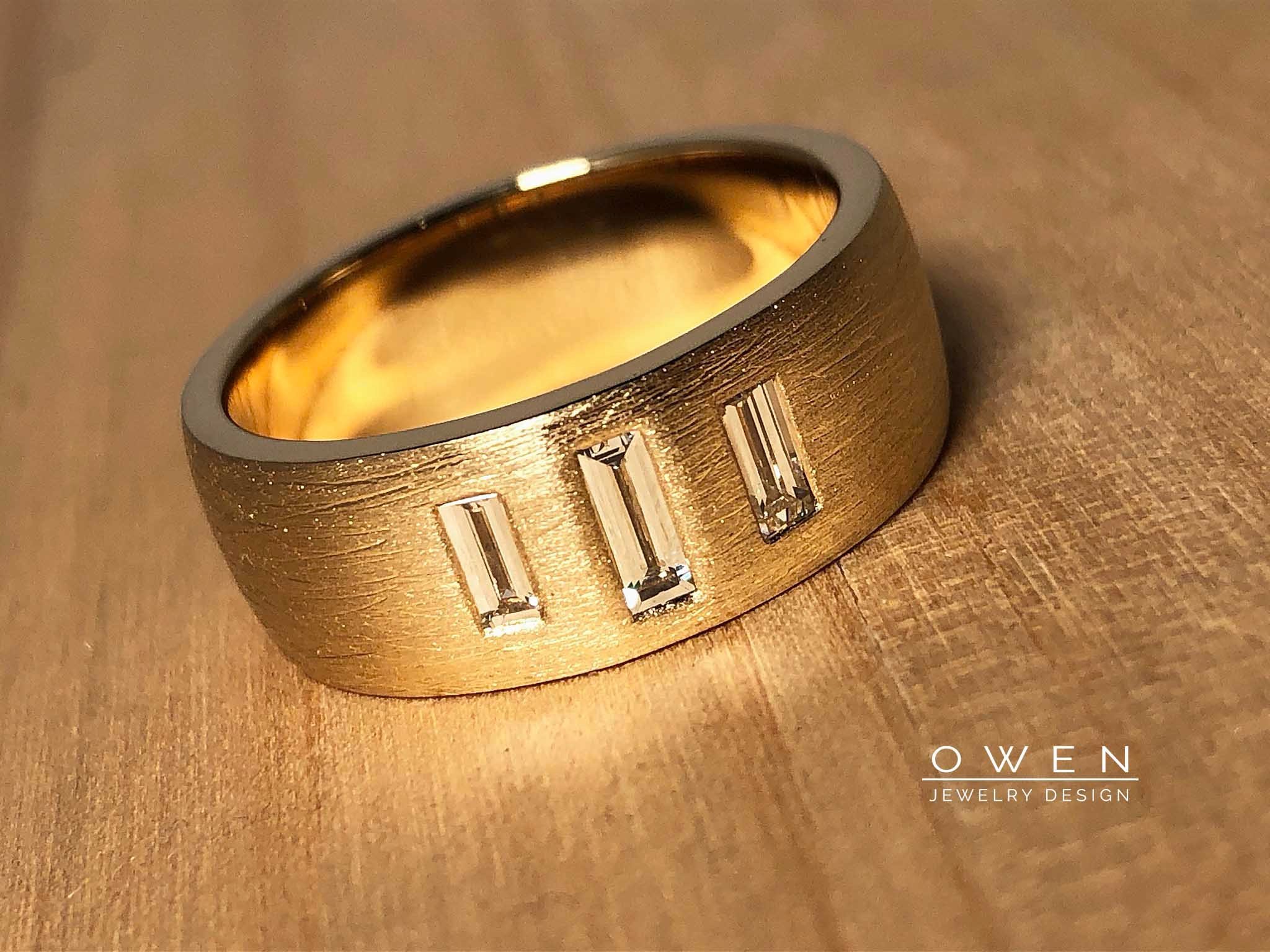 CUSTOM YELLOW GOLD STRIAGHT BAGUETTE DIAMOND WEDDING BAND.jpg