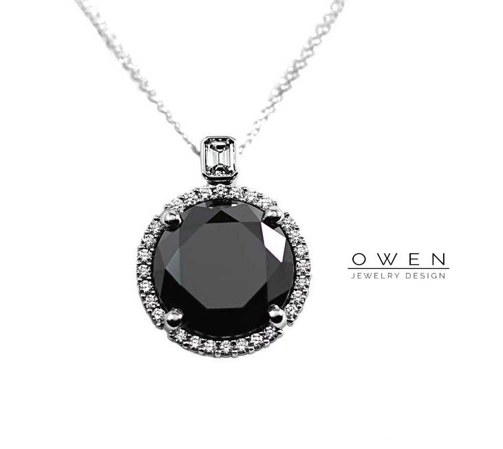 CUSTOM WHITE GOLD PENDANT WITH A ROUND BRILLIANT CUT BLACK DIAMOND AND ROUND BRILLIANT CUT ACCENT DIAMONDS.jpg