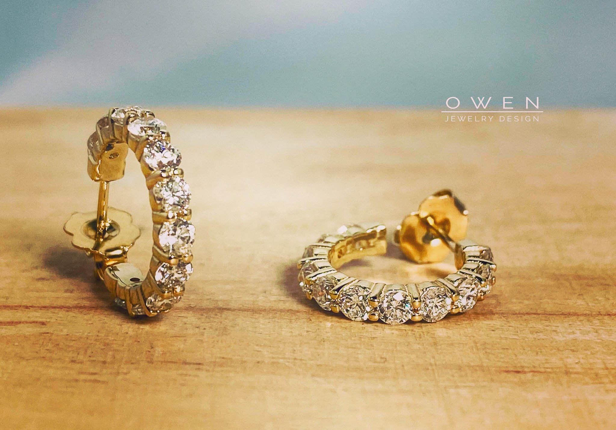 CUSTOM YELLOW GOLD DIAMOND HOOP EARRINGS