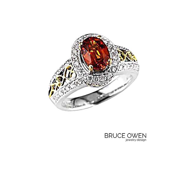 CUSTOM VINTAGE STYLE YELLOW AND WHITE GOLD RING WITH AN OVAL SPESSARTINE GARNET AND ROUND CUT DIAMONDS.png