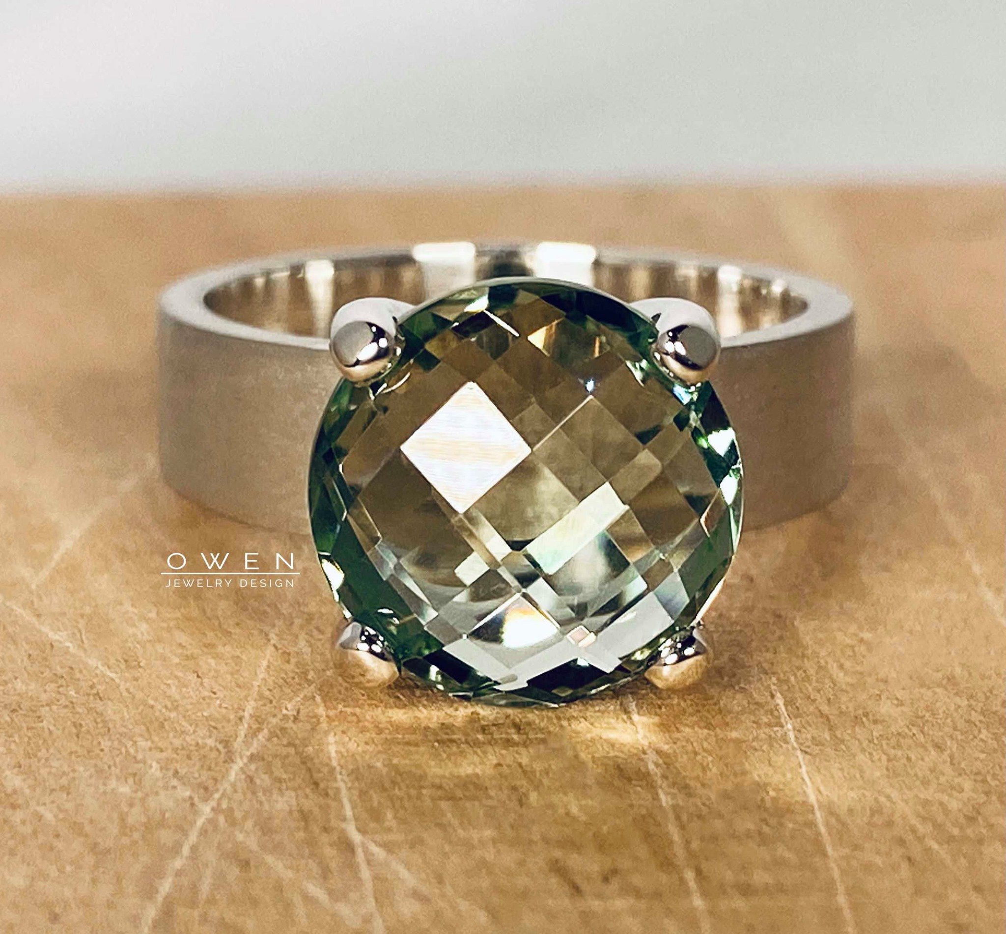 CUSTOM STERLING SILVER RING WITH BRAZILIAN PRASIOLITE.jpg