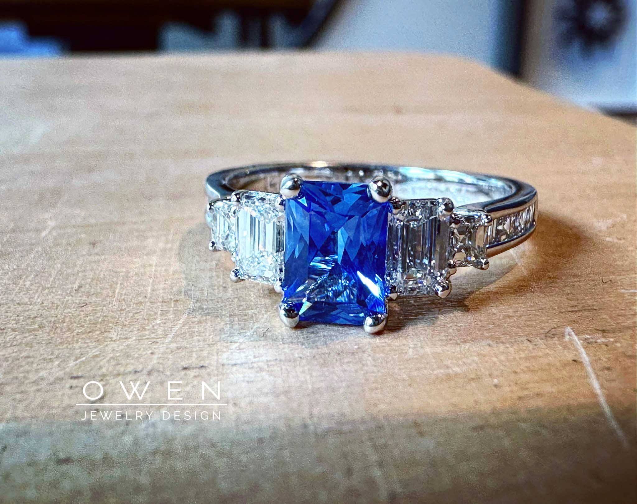 CUSTOM WHITE GOLD RING WITH A NATURAL SAPPHIRE AND DIAMONDS.jpg