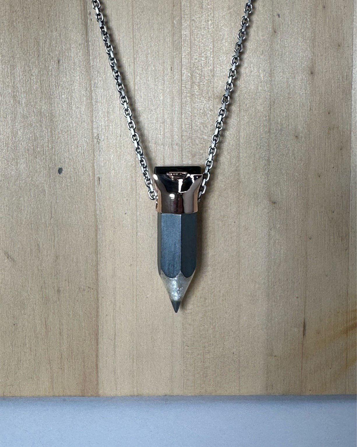 CUSTOM PENCIL PENDANT WITH ROSE GOLD ACCENTS.jpg