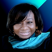 Black woman wearing a turqouise scarf