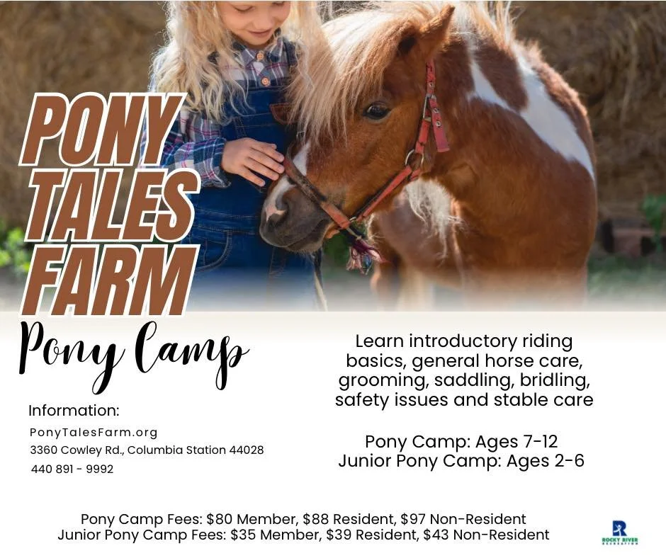 Saddle up! Pony Tales Farm Pony Camp is officially OPEN for registration!

Get ready for a summer full of pony rides, hands-on learning, new friendships, and unforgettable memories.

For additional information visit www.rockyriverohio.gov/community-p