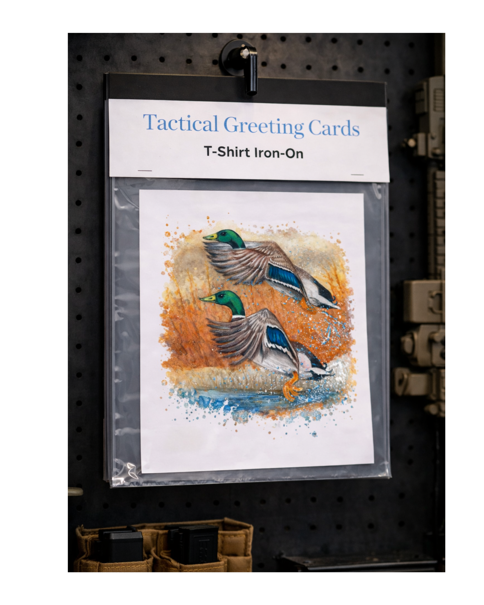 Tactical Two Mallard Ducks Iron-On DTF Transfer for T-Shirts – 10"x9.72" (Shirt Not Included)