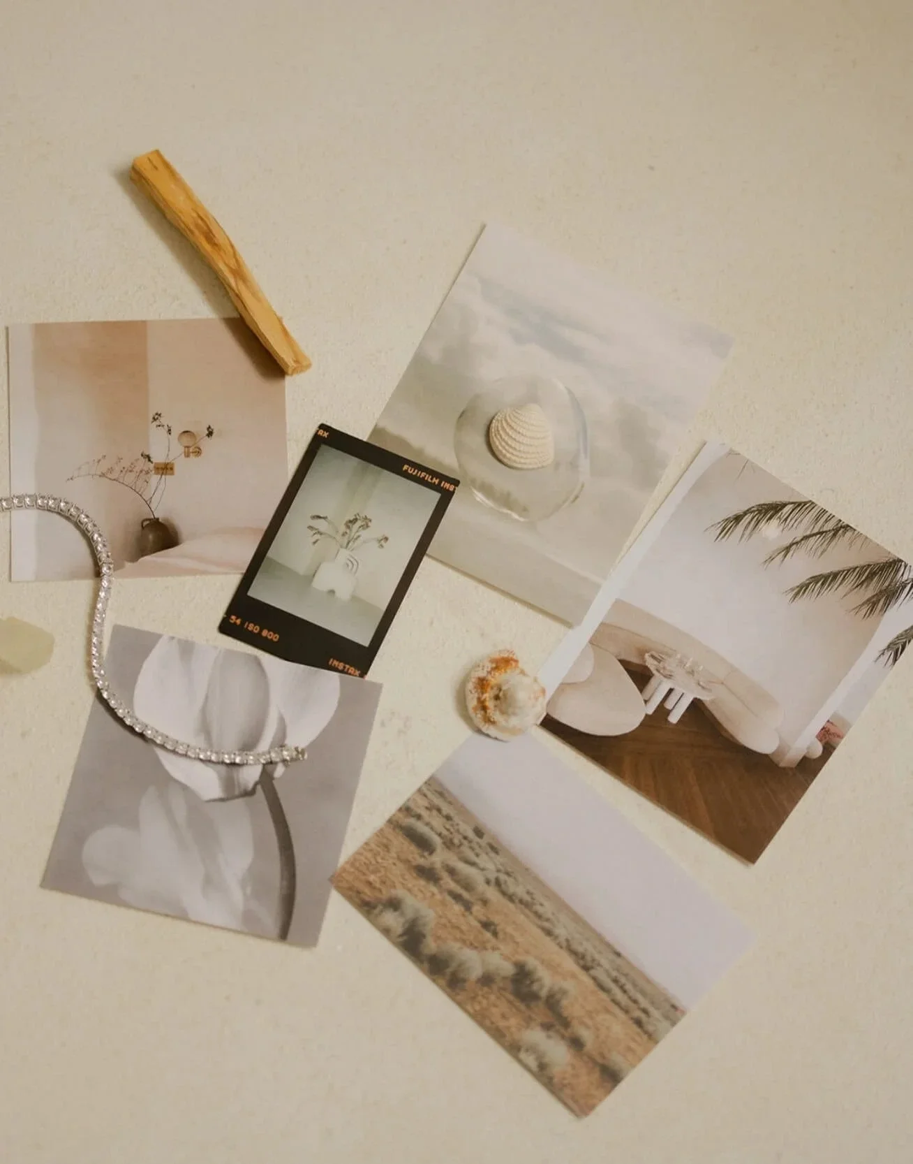 Photos on a wall showing lifestyle brand design