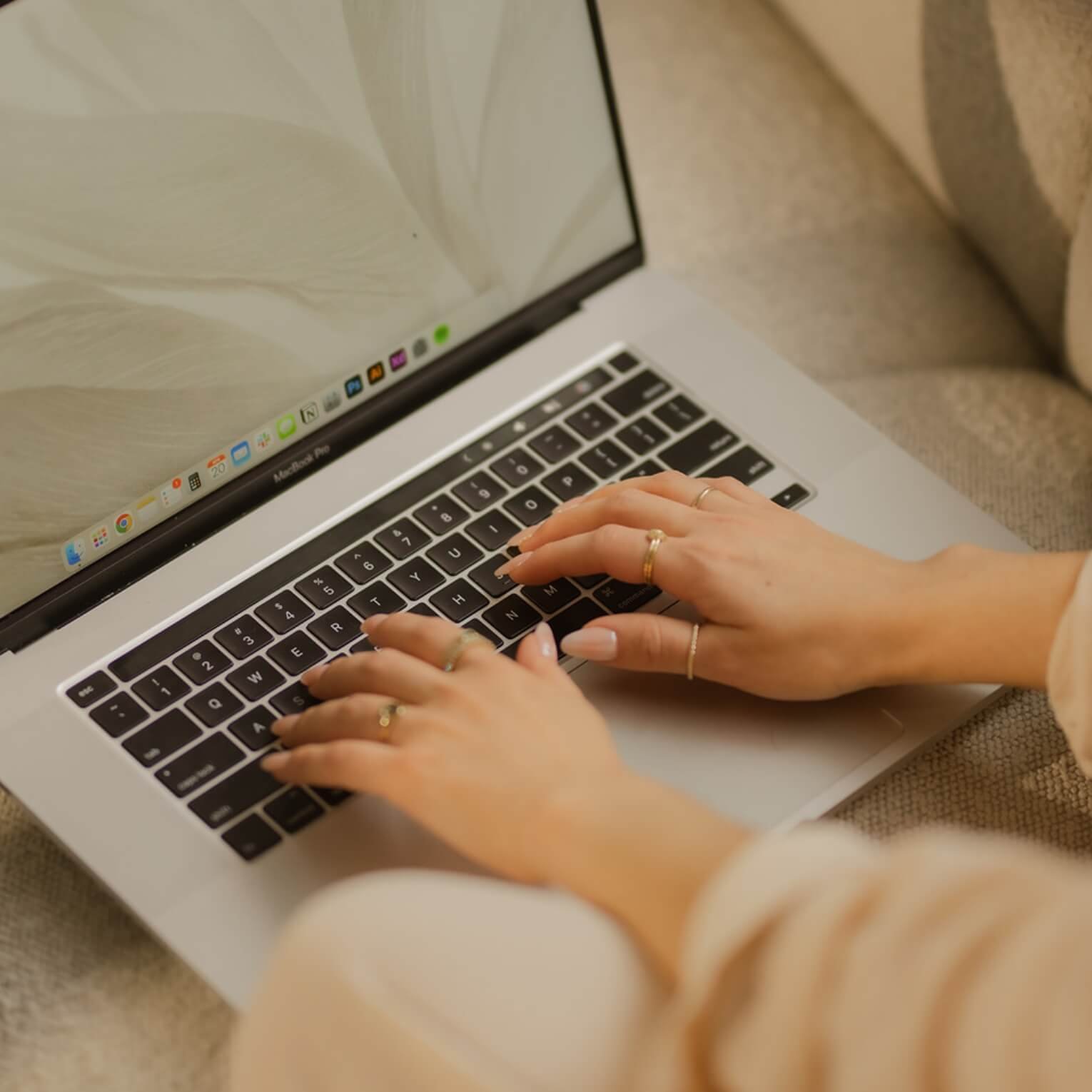 Los Angeles web designer working on her laptop