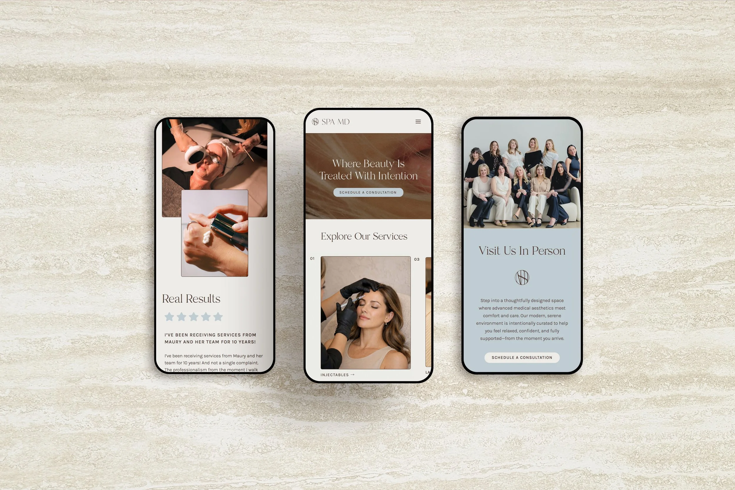 Esthetician website example with an elevated, professional design