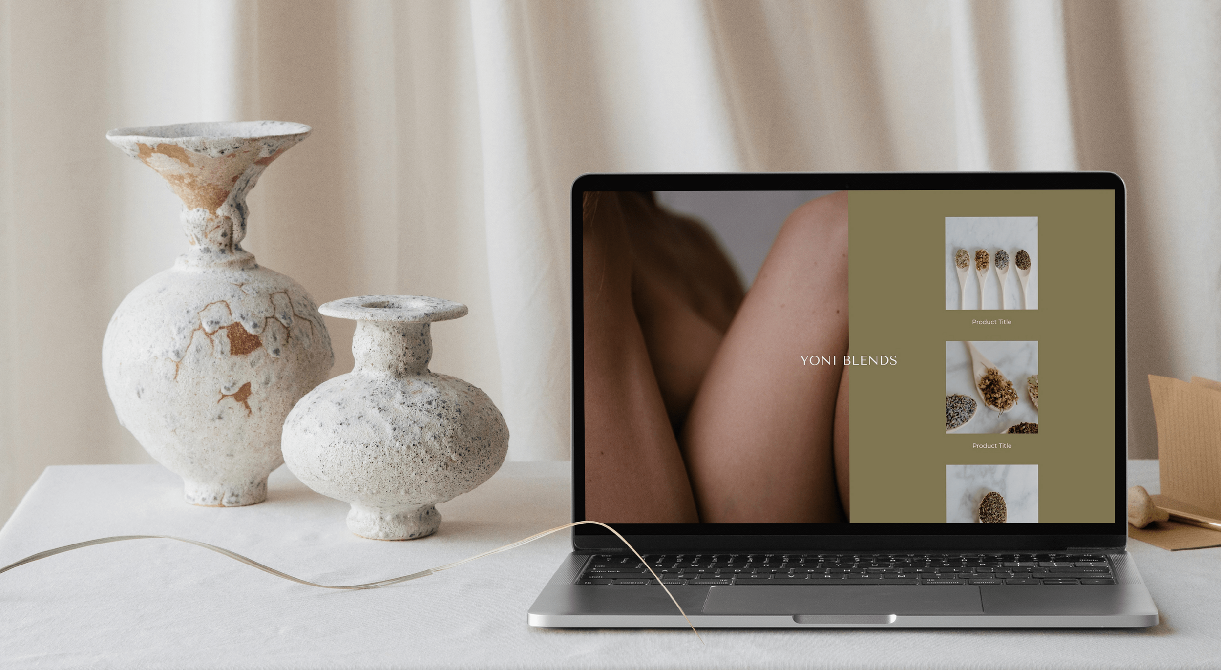 Computer with luxury salon website design inspiration​.