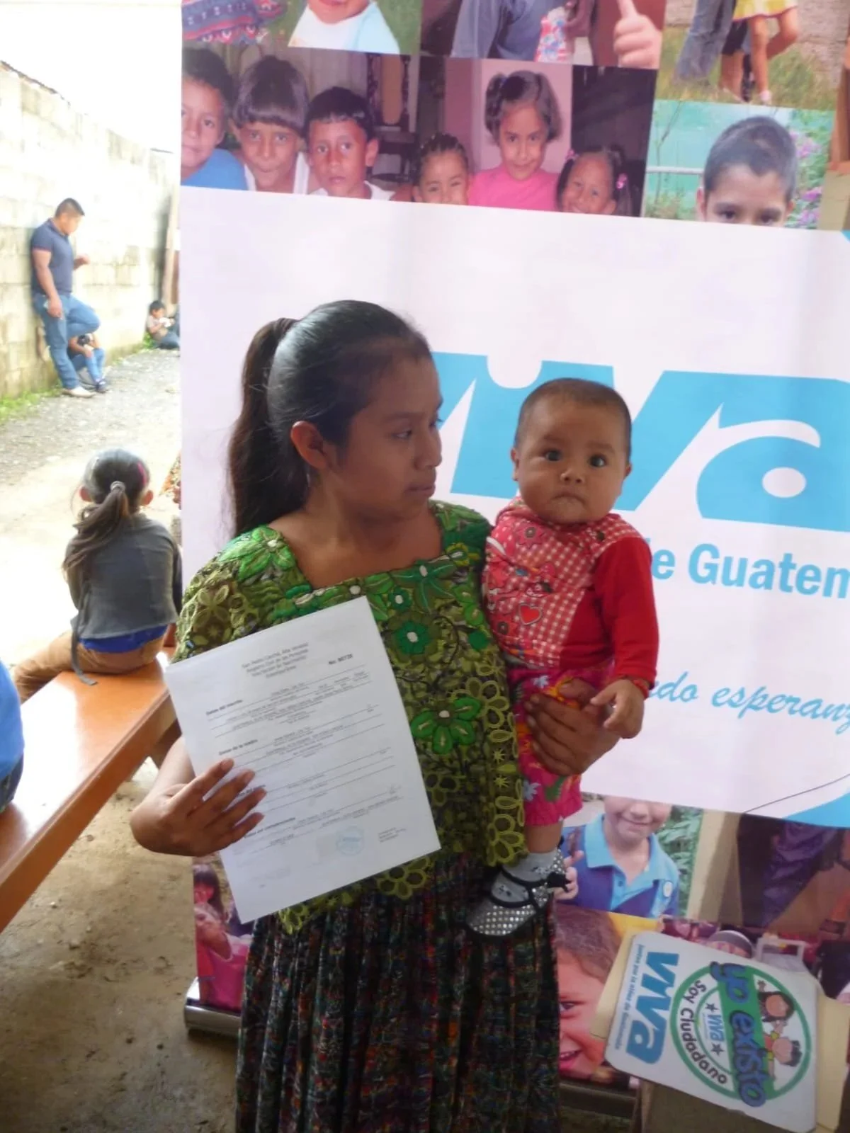  An infant now registered, with their mother.  Photo credit: Viva Juntos por la Niñez Association, Guatemala 