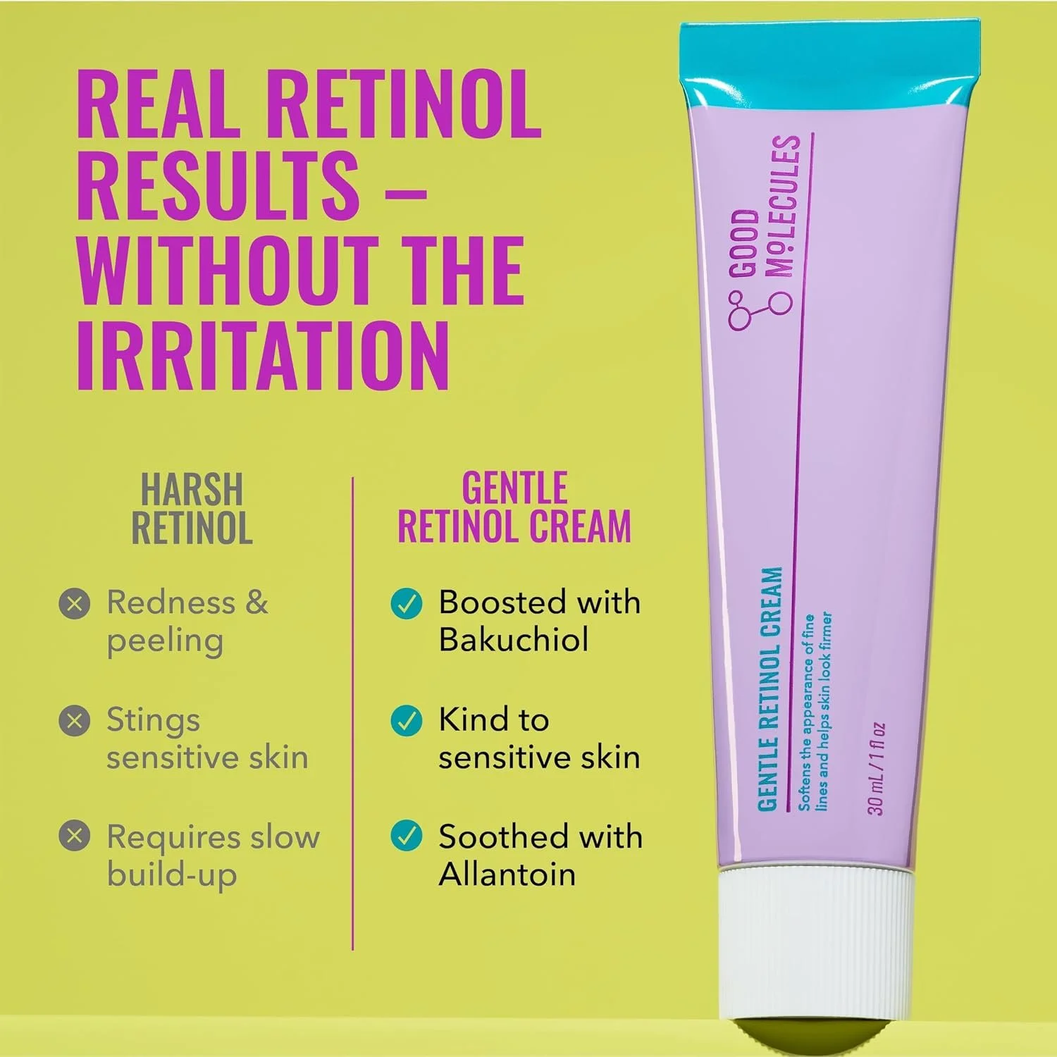 Gentle retinol cream that softens the look of fine lines. Soothing enough for sensitive skin.