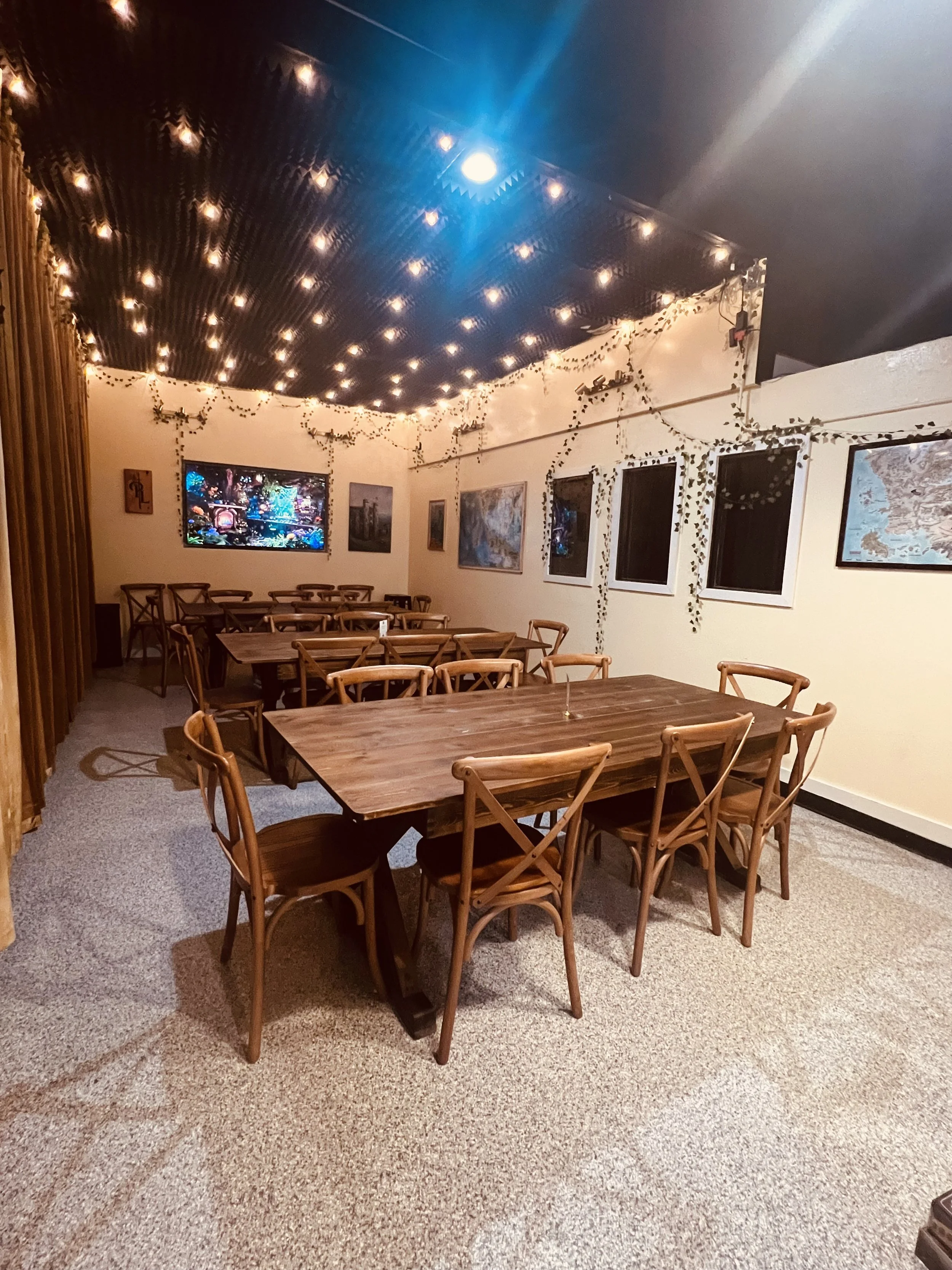 The Hall includes three 84" x 42" gaming tables that can be reconfigured for different events