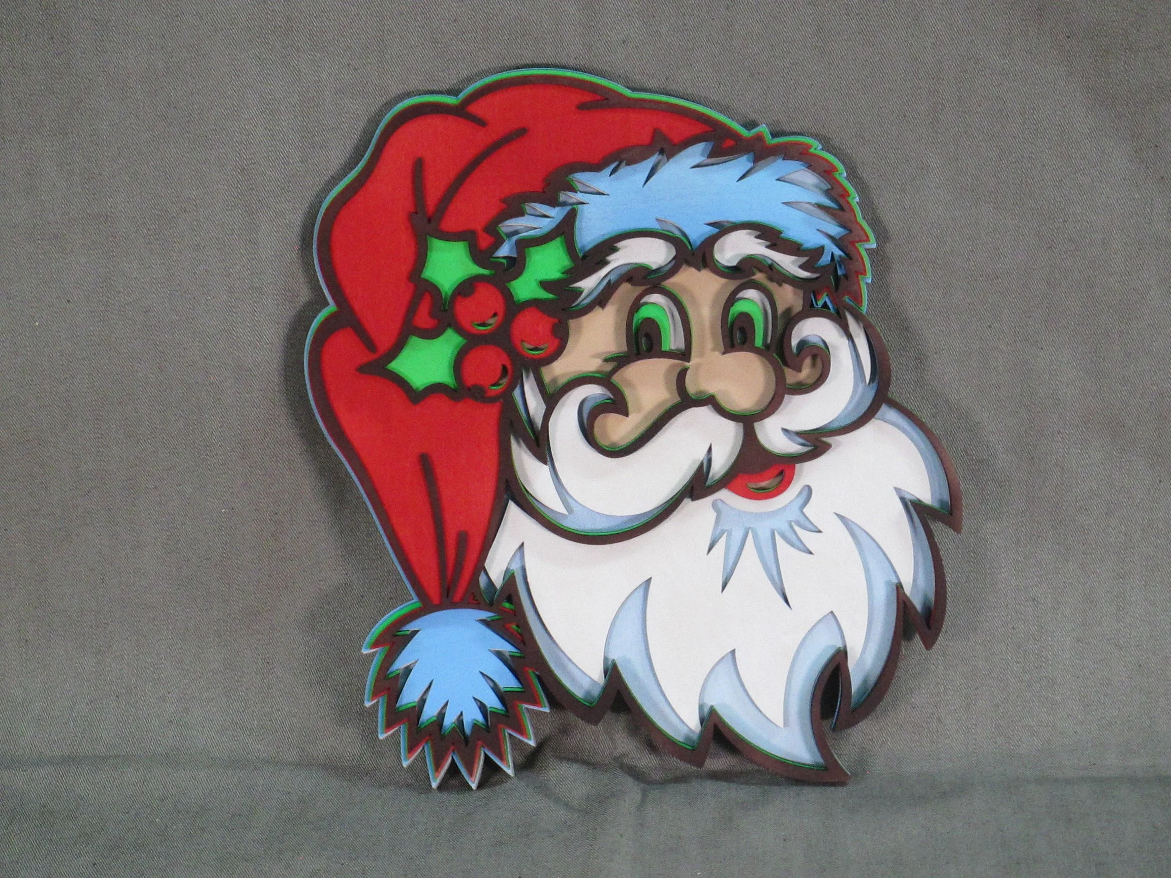 Handcrafted Layered Wood Santa Claus Decor