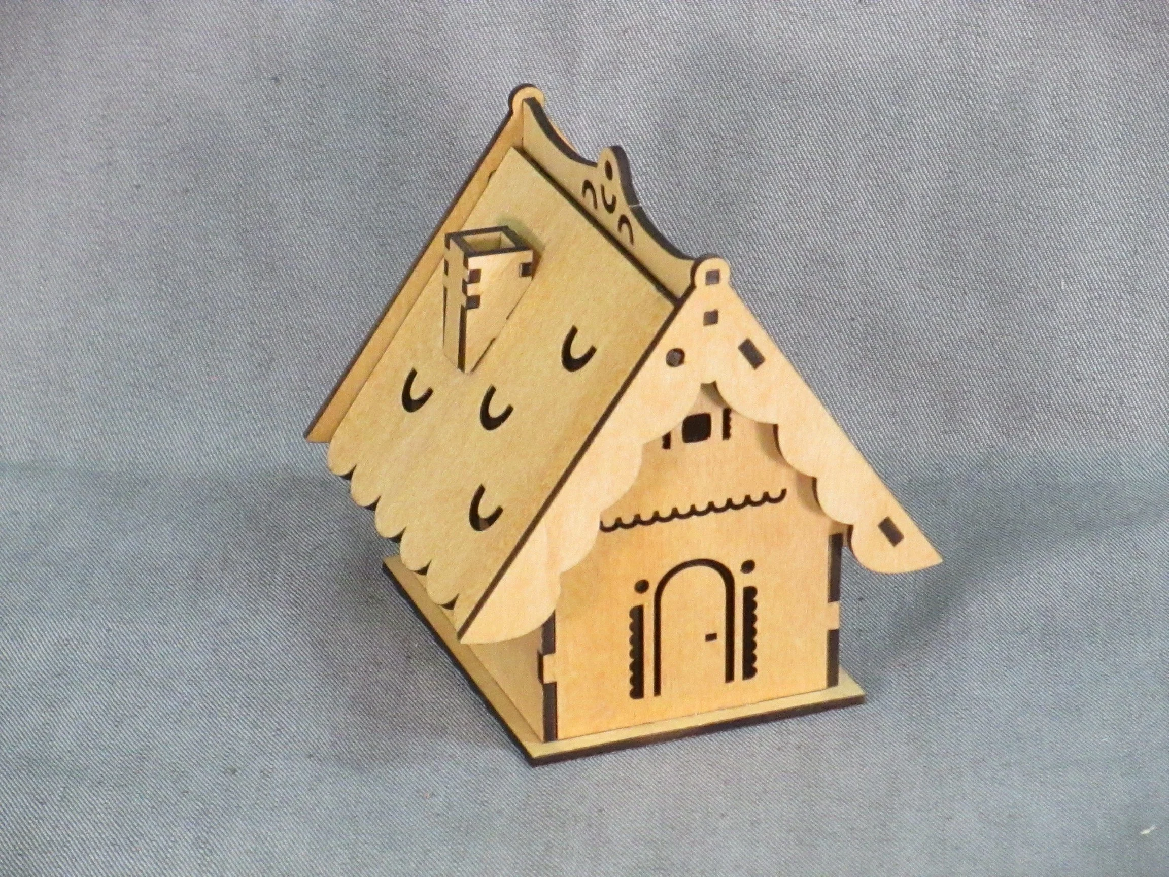 Wooden Church Ornament with LED Tea Light