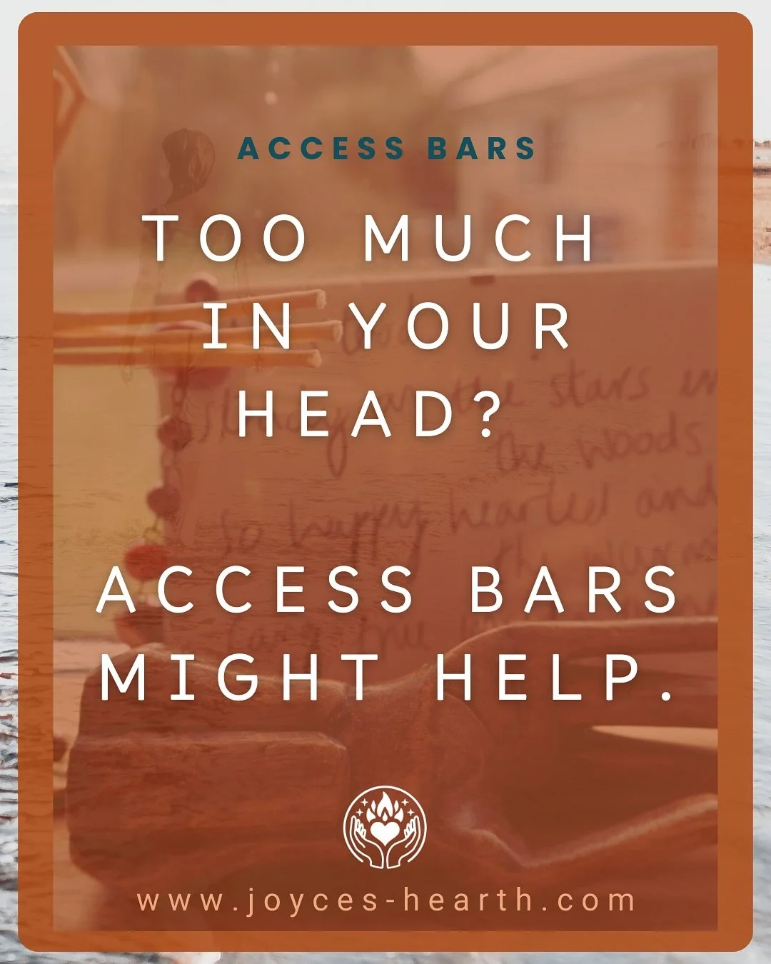 Where&rsquo;s your head at?

Access Bars&reg;️ is a gentle hands-on session that clears mental clutter, brings calm, and helps you reconnect with your body.

You don&rsquo;t need to talk or explain, you simply lie down and receive when I gently touch