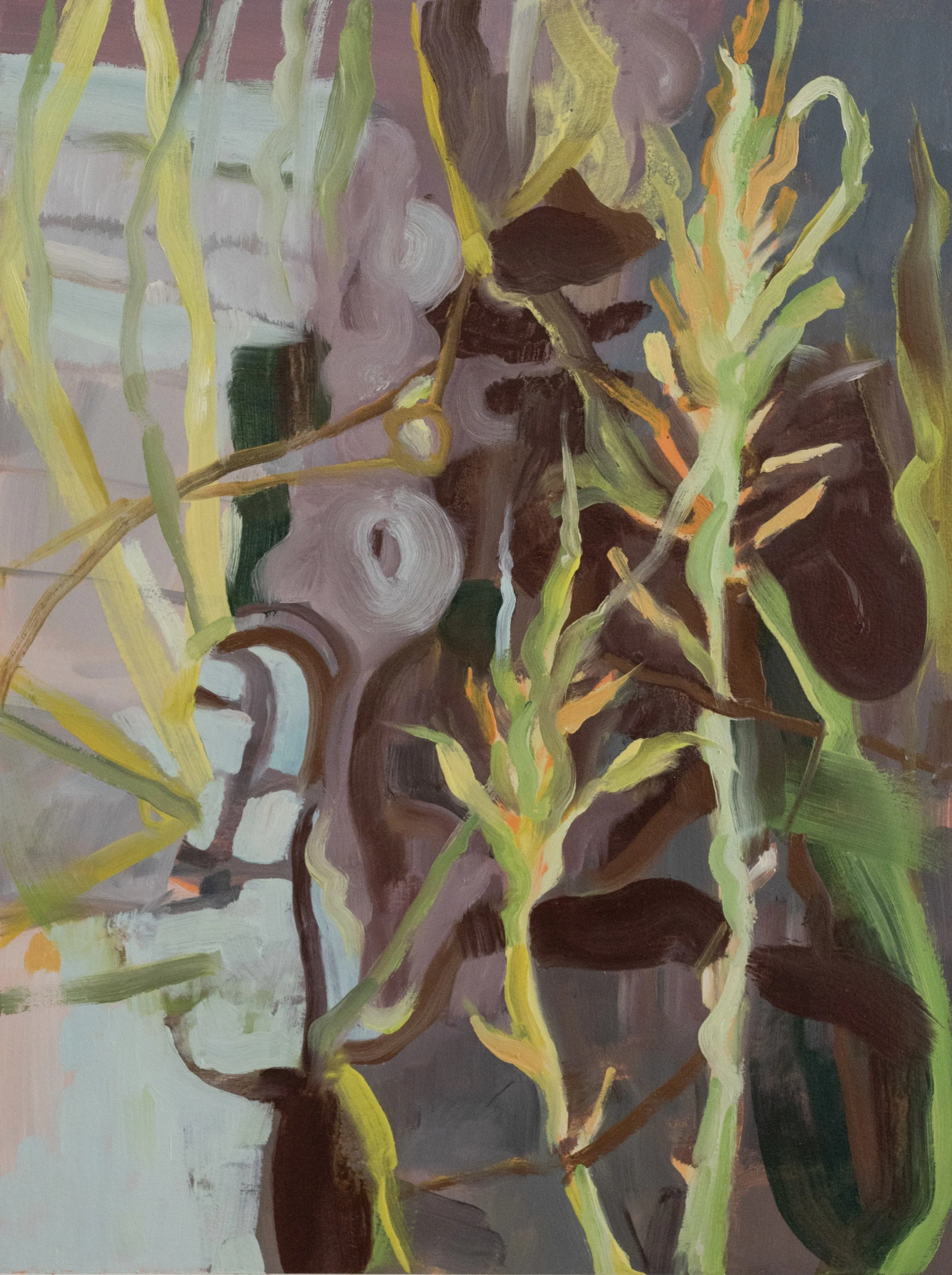   Alien Flower     
 Oil on Paper on Wood   12 " x 16", 2023