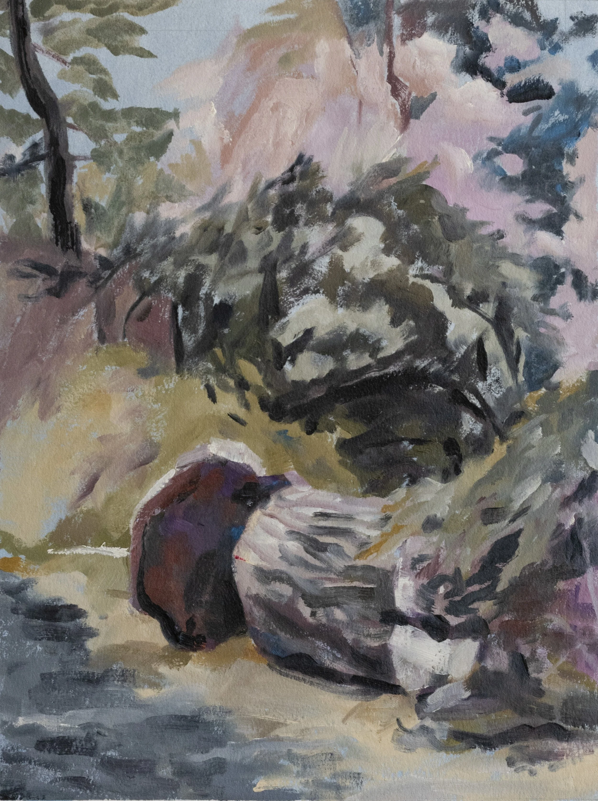  Dell Water- Felled Tree     Oil on Paper on Panel   9” x 12”, 2023