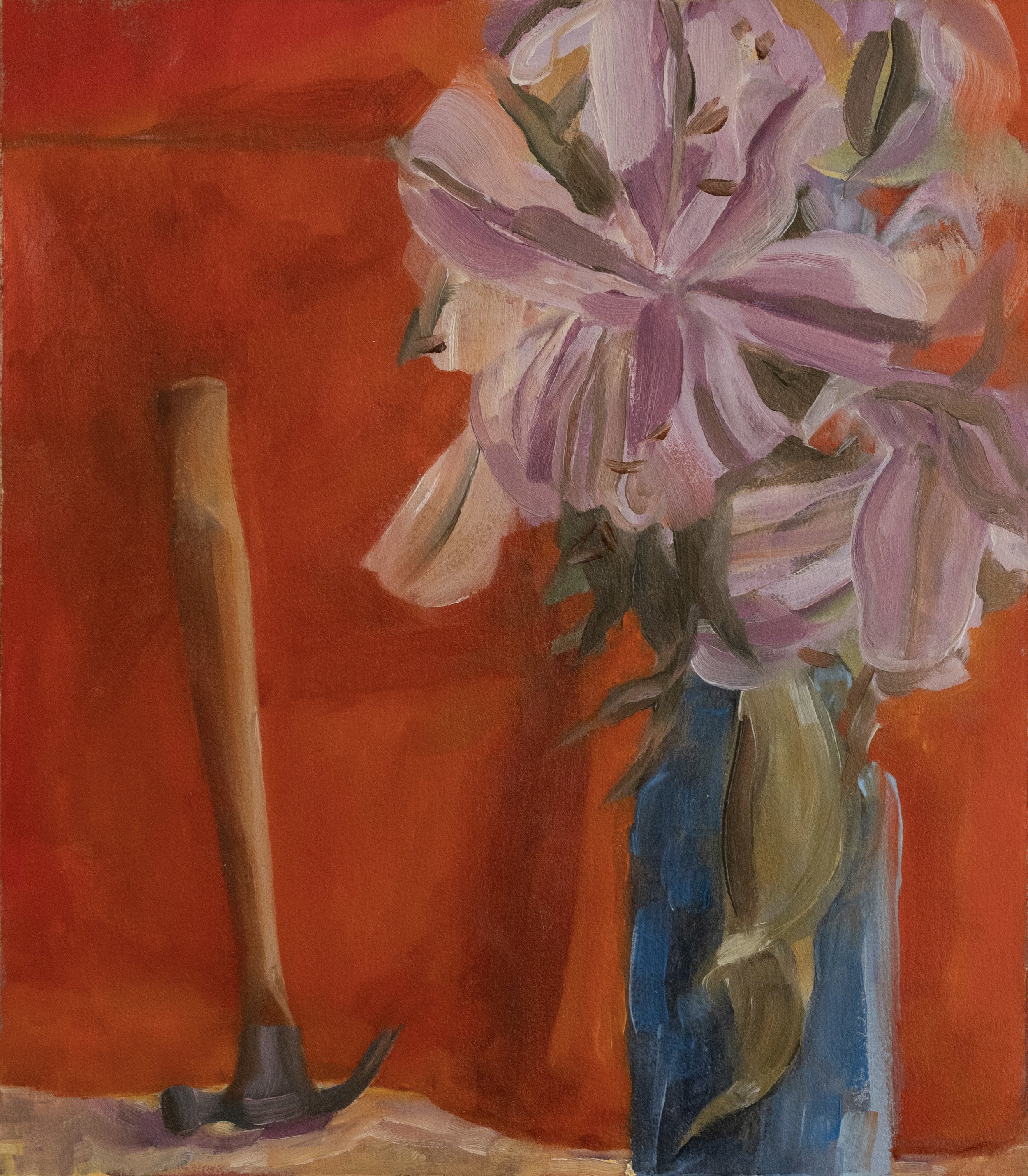   Hammer     
 Oil on Paper on Wood   9.5 " x 13", 2022