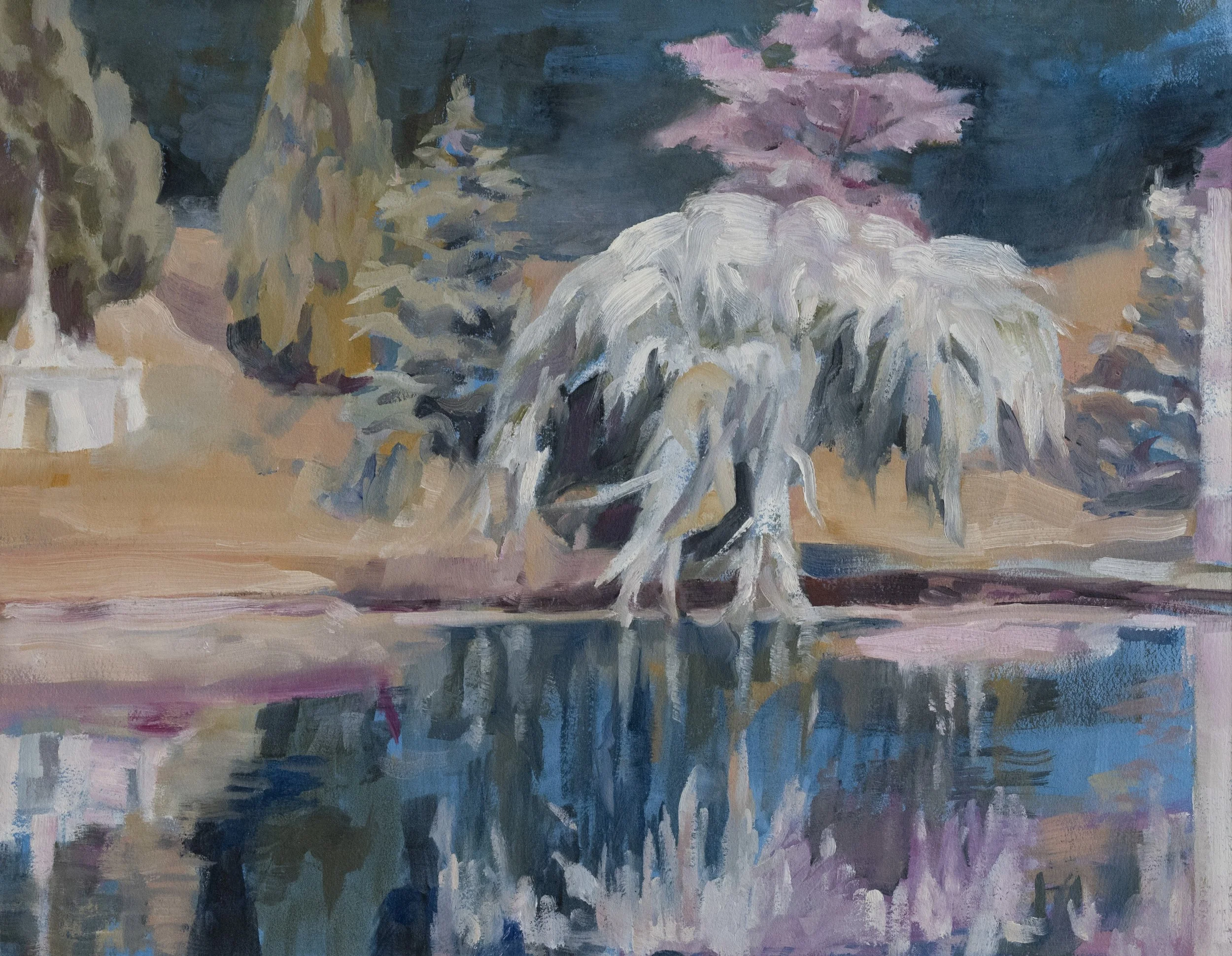  Crescent Water 2     Oil on Paper on Panel   14” x 18”, 2024