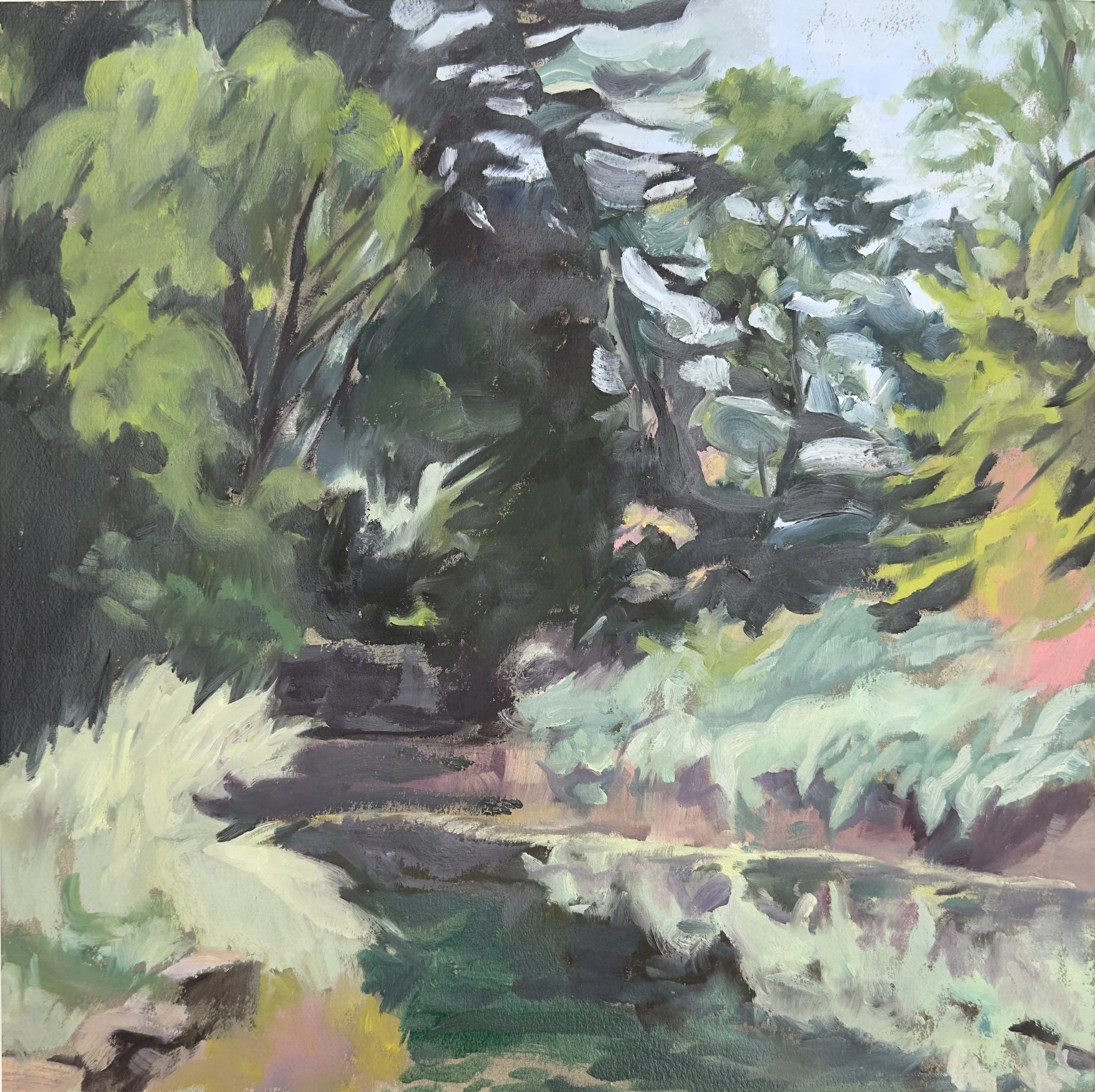   Dell Water 2     Oil on Paper on Panel   14" x 14", 2023