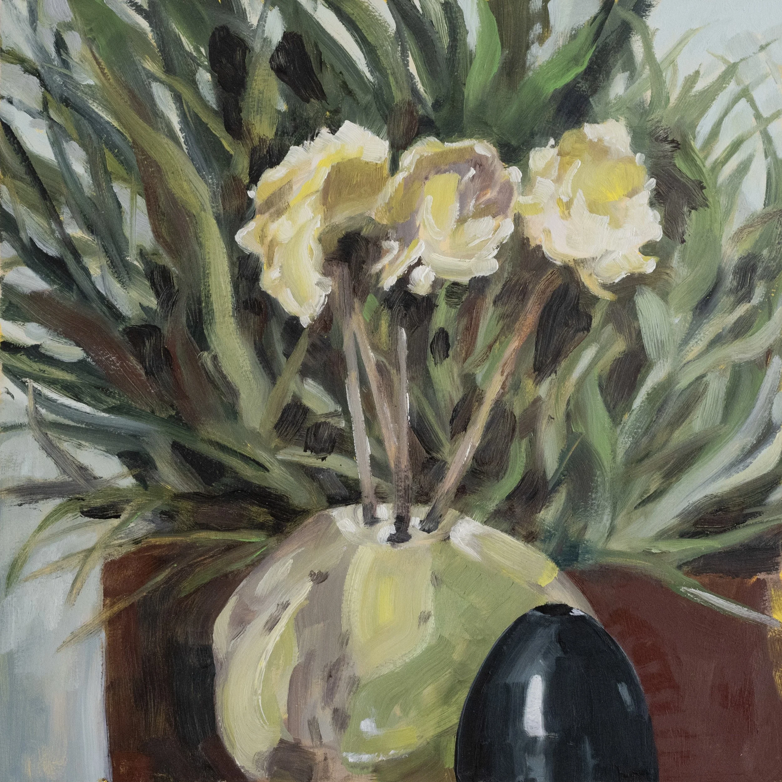   Ted's Vase     
 Oil on Paper on Wood   14 " x 14", 2023