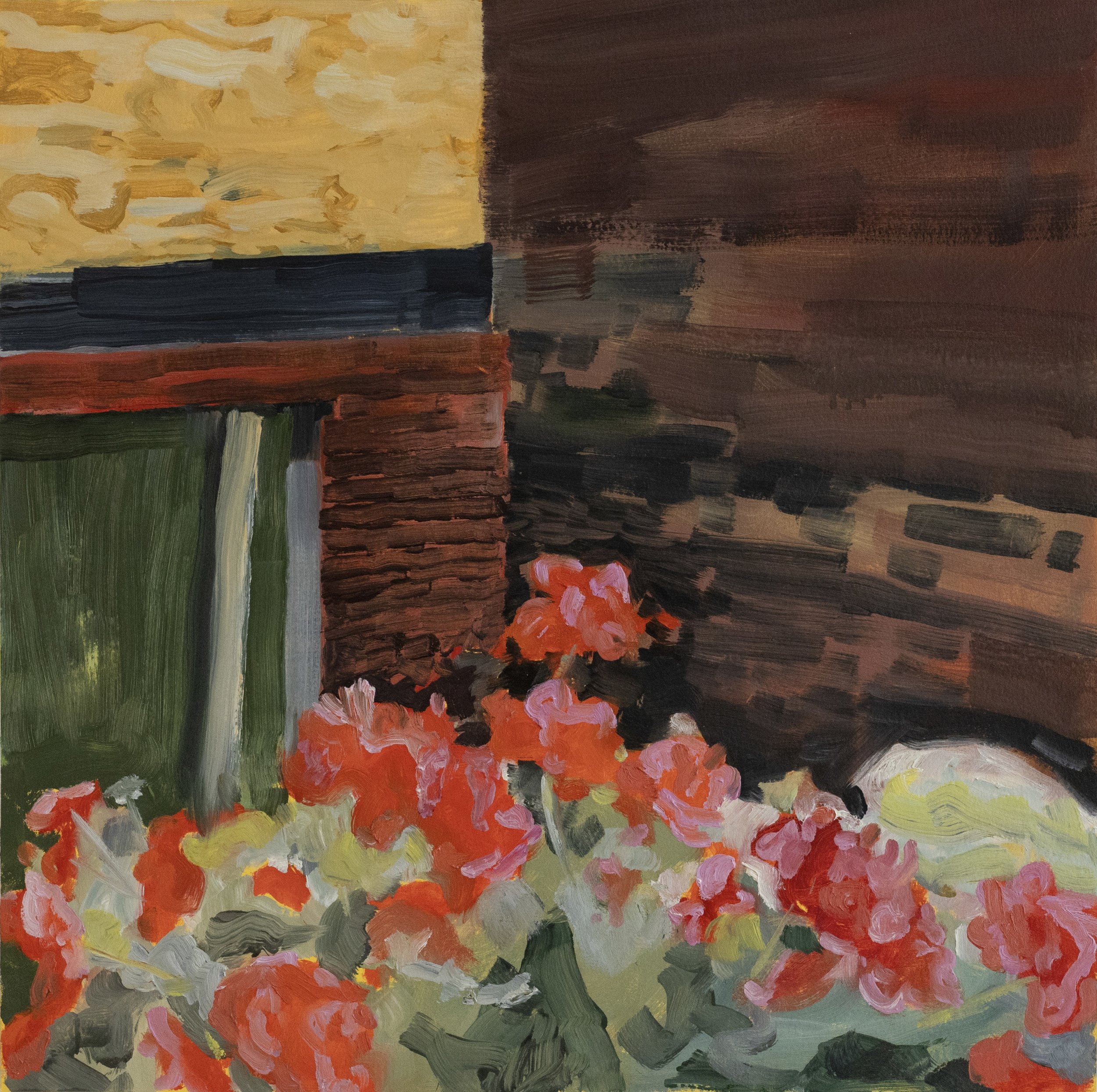   Bad Neighbor     
 Oil on Paper on Wood   14 " x 14", 2023