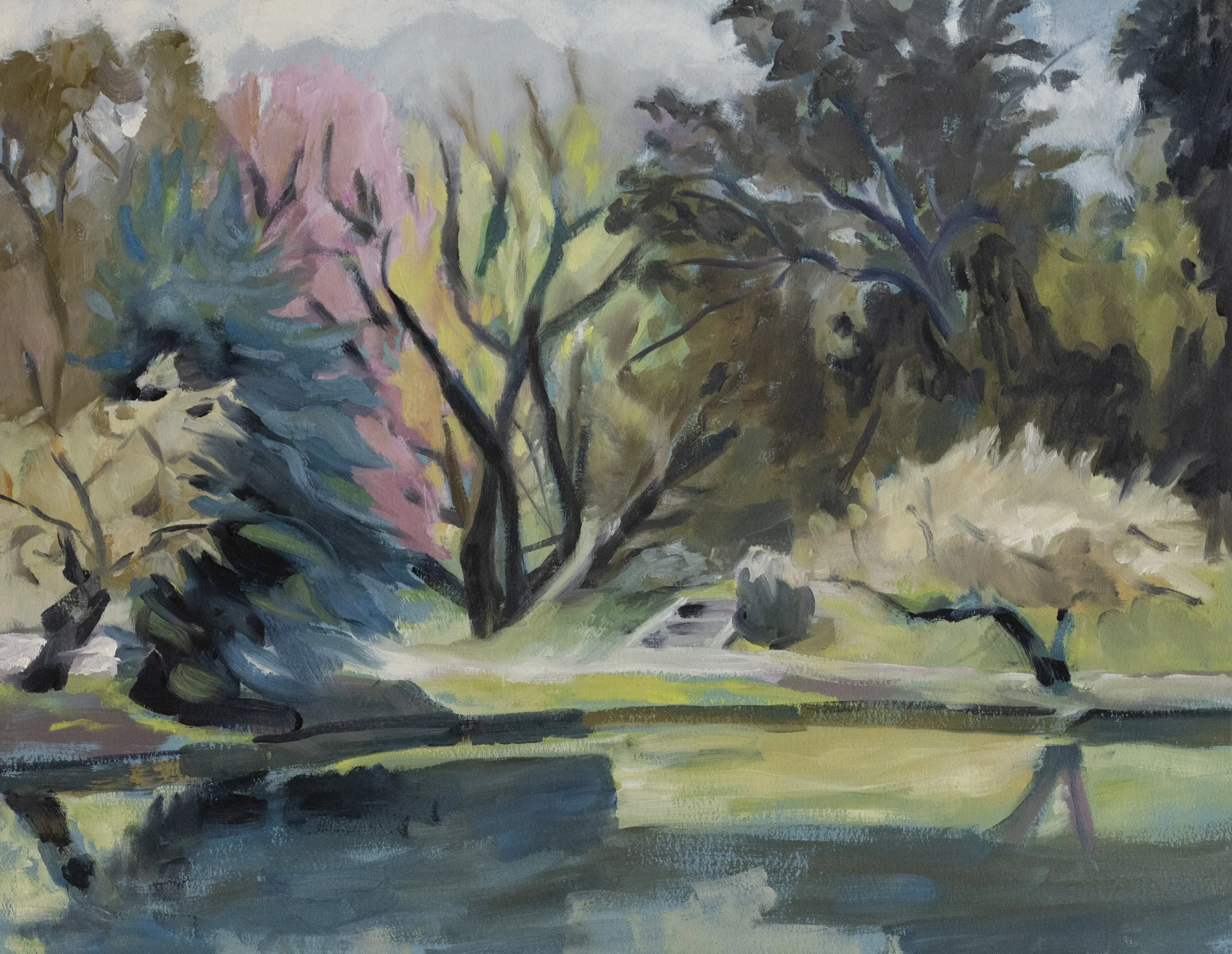  Crescent Water 1     Oil on Paper on Panel   14” x 18”, 2024