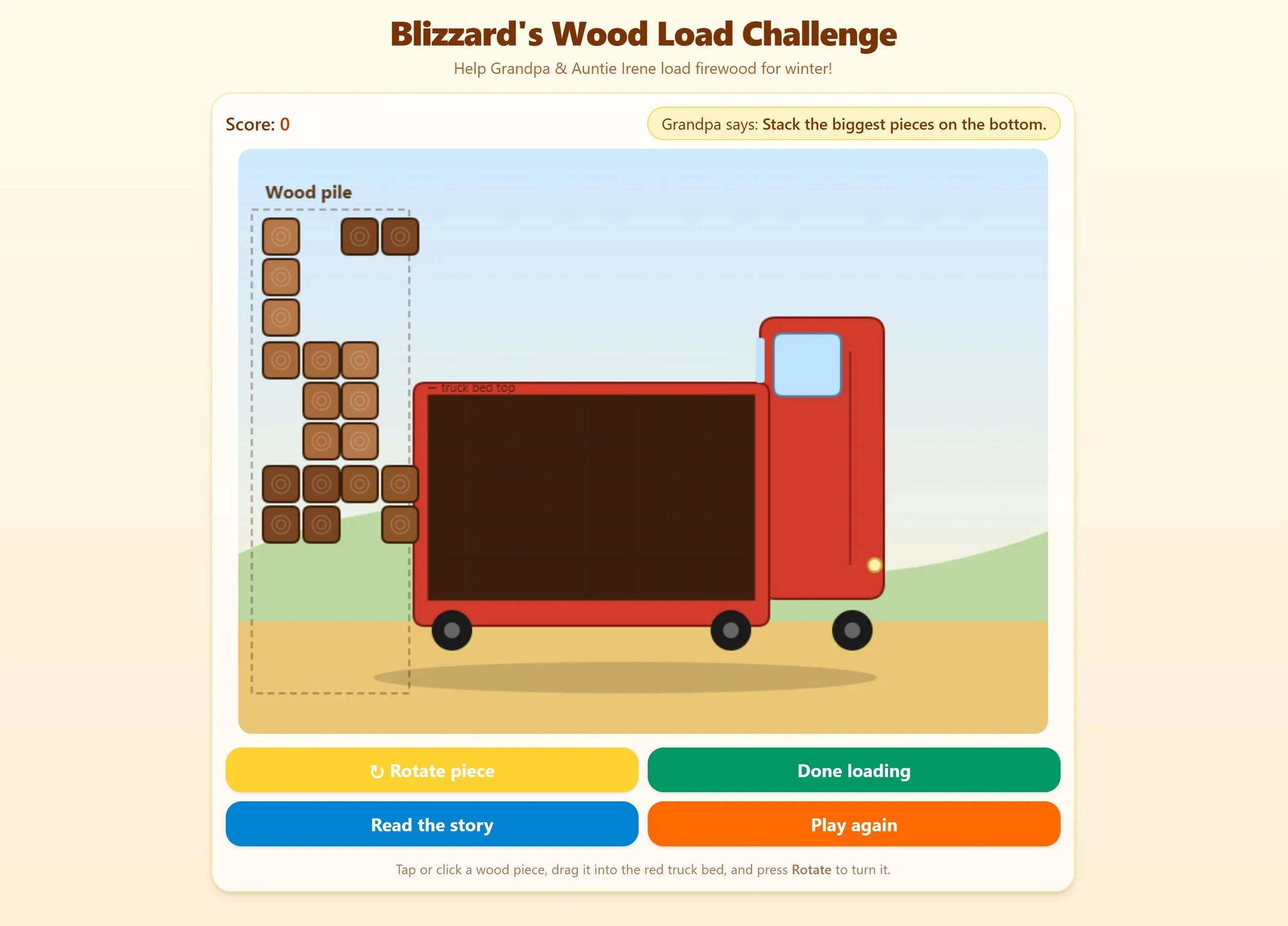 "Wood Loading Challenge," from "Wood Cutting." - June, 2026, Letters from Blizzard