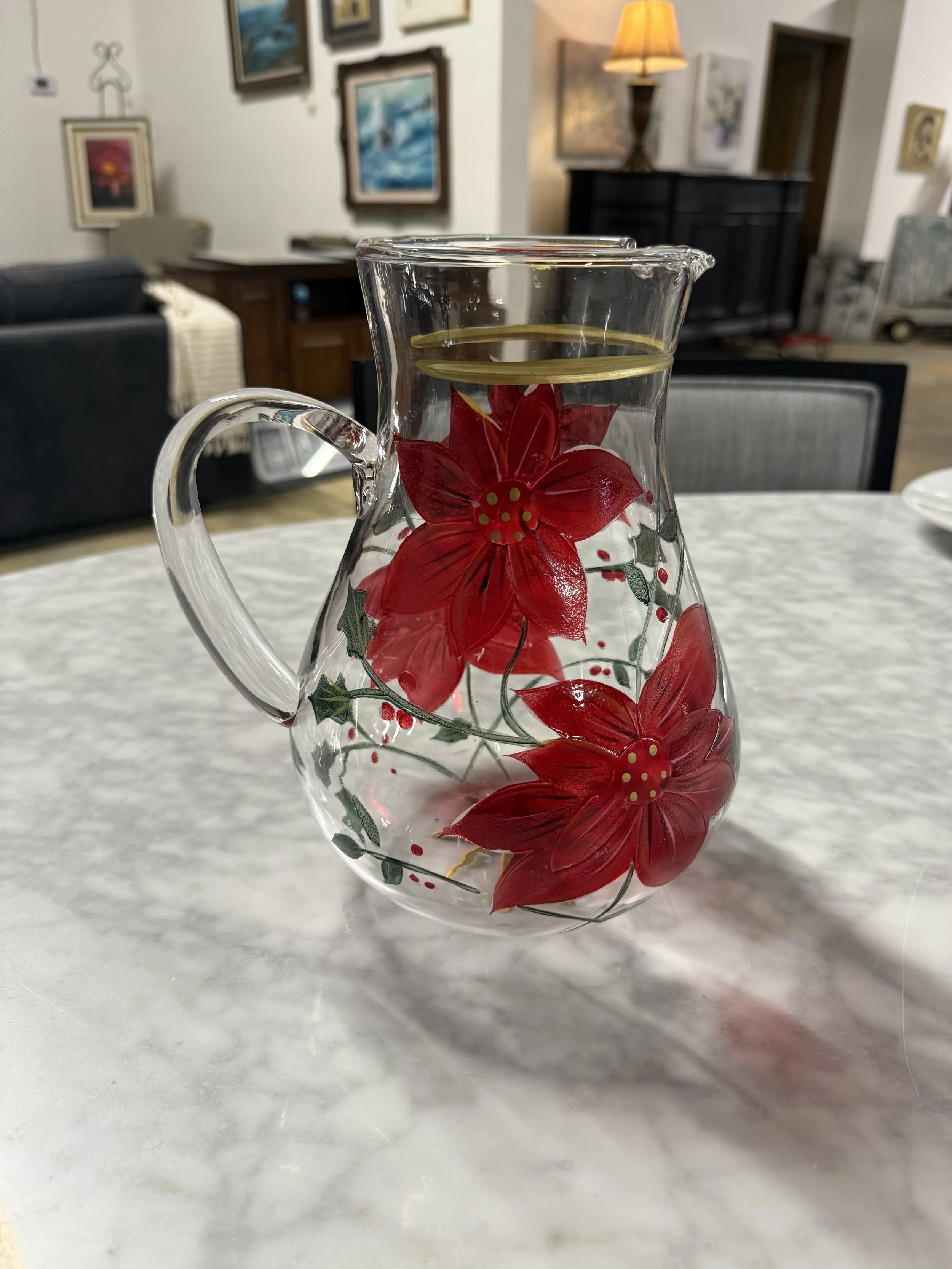 Celebrations Poinsettia Pitcher, Hand Painted: $16