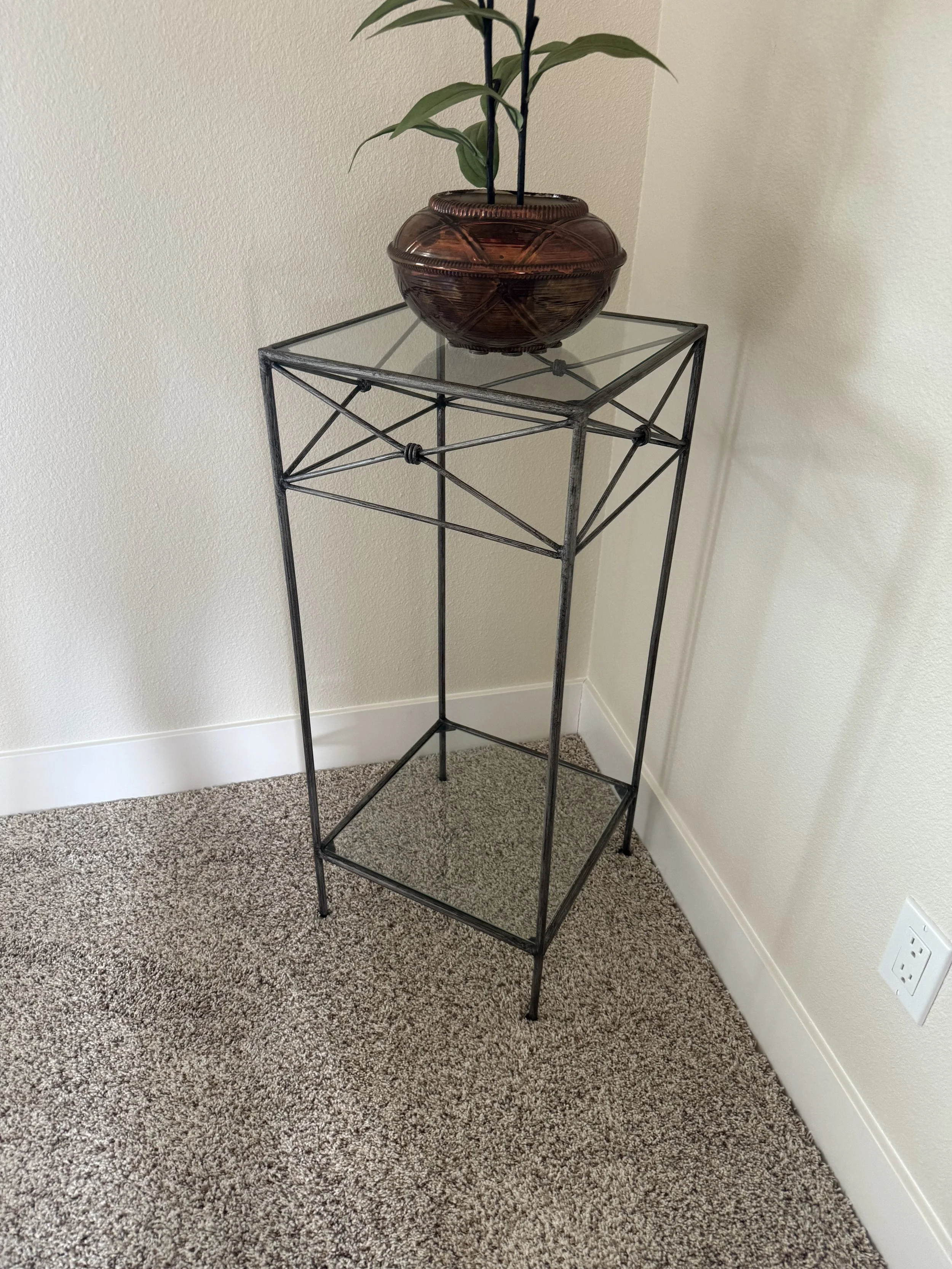 Metal &amp; Glass Tiered Accent Table/Plant Stand: $40