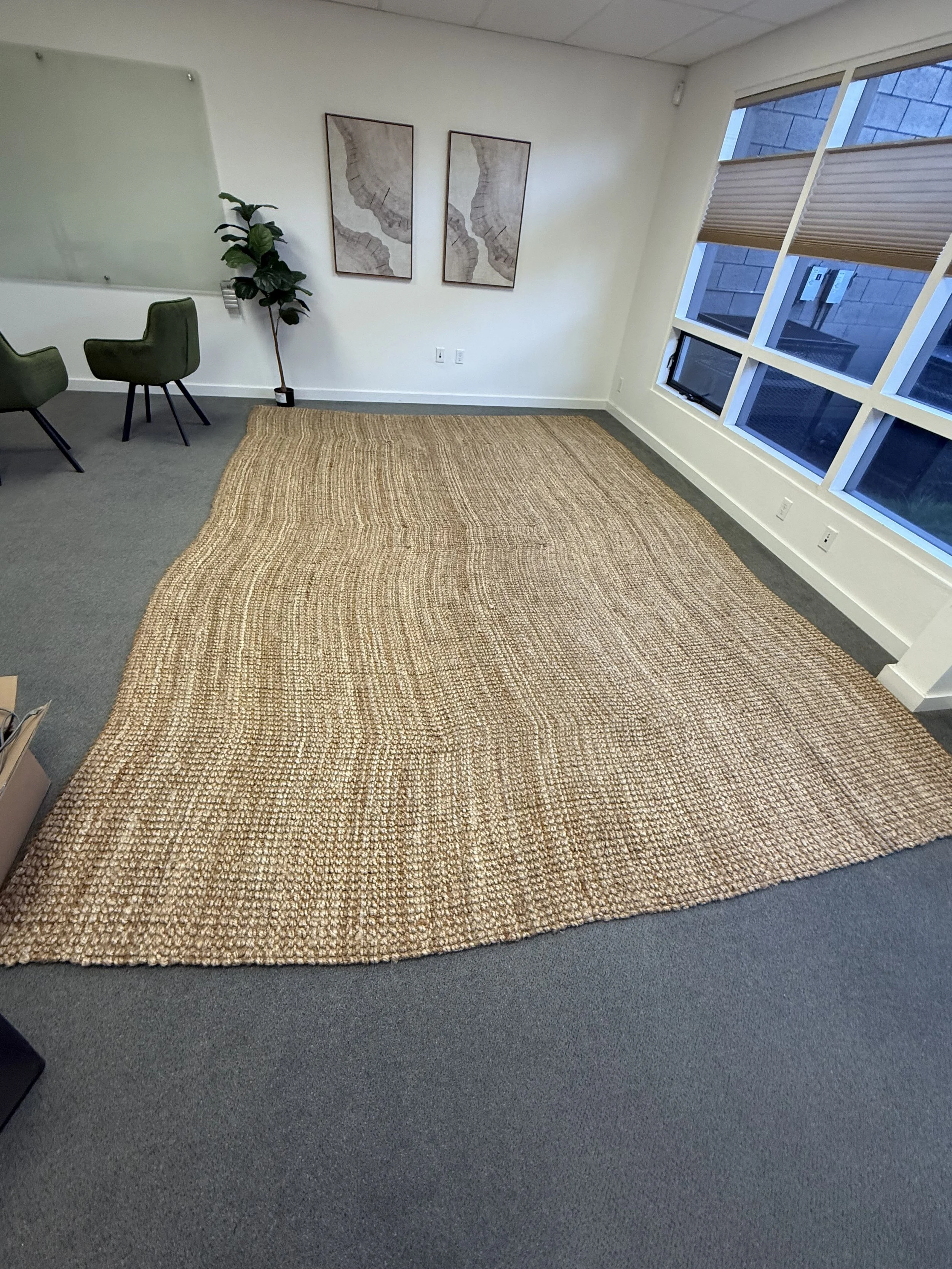 Handwoven Natural Jute Rug 9’x12’: $250