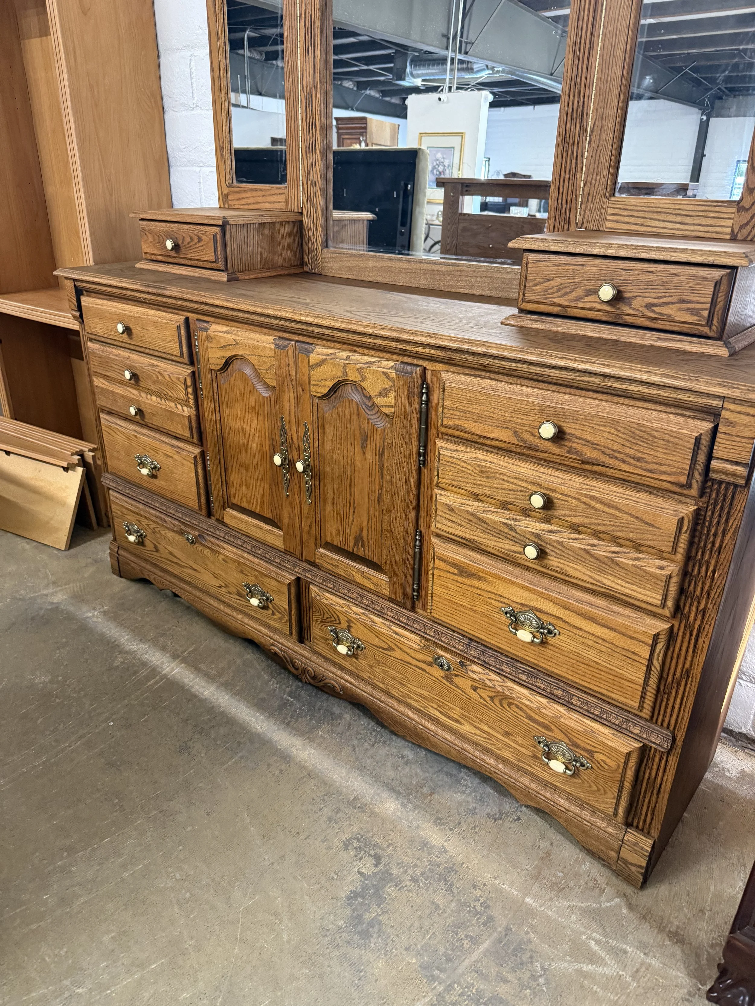 Oak Tree Furniture Solid wood dresser with Mirror: $399