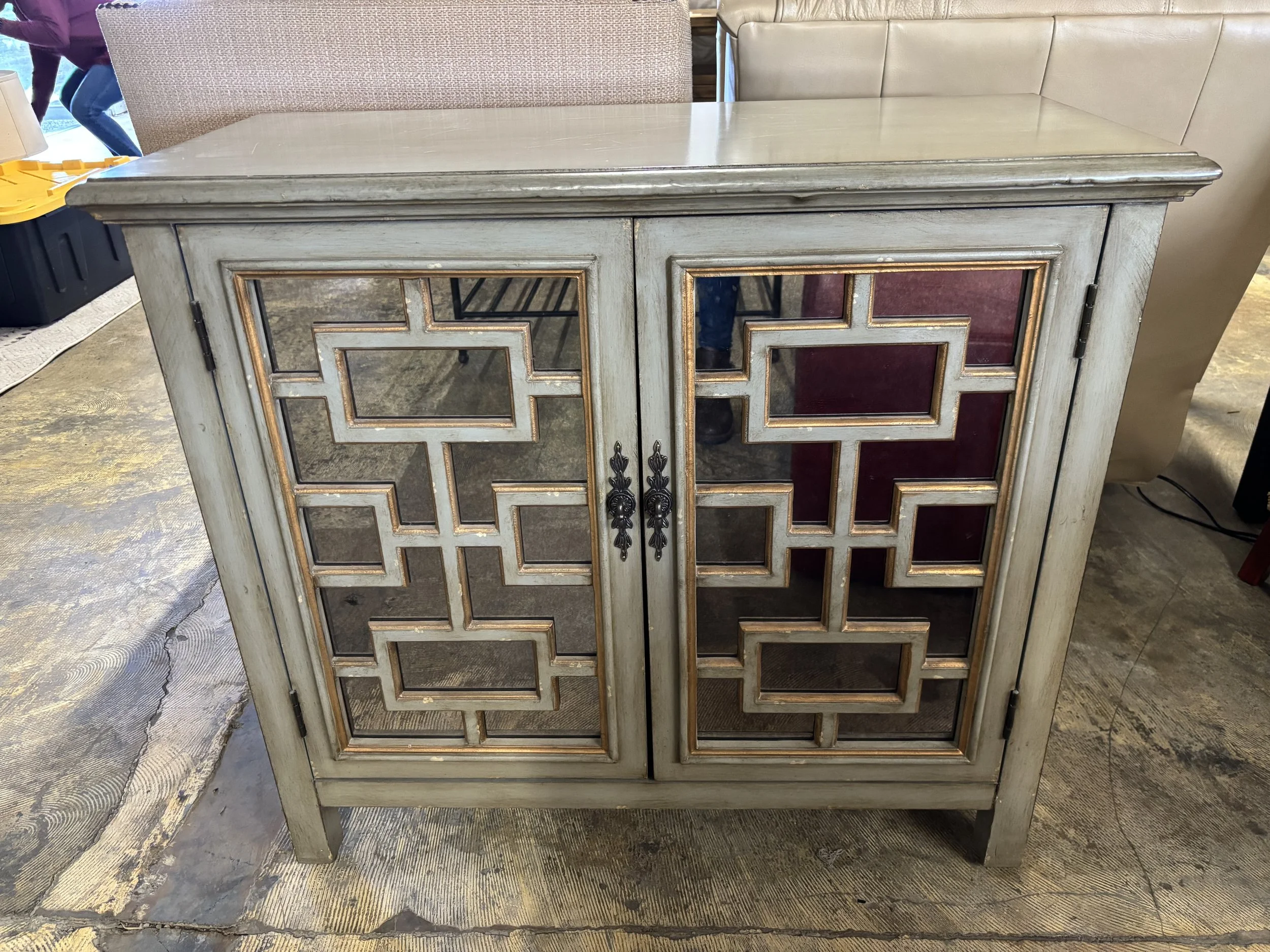Coast to Coast Imports Rustic Glass Front Cabinet: $129