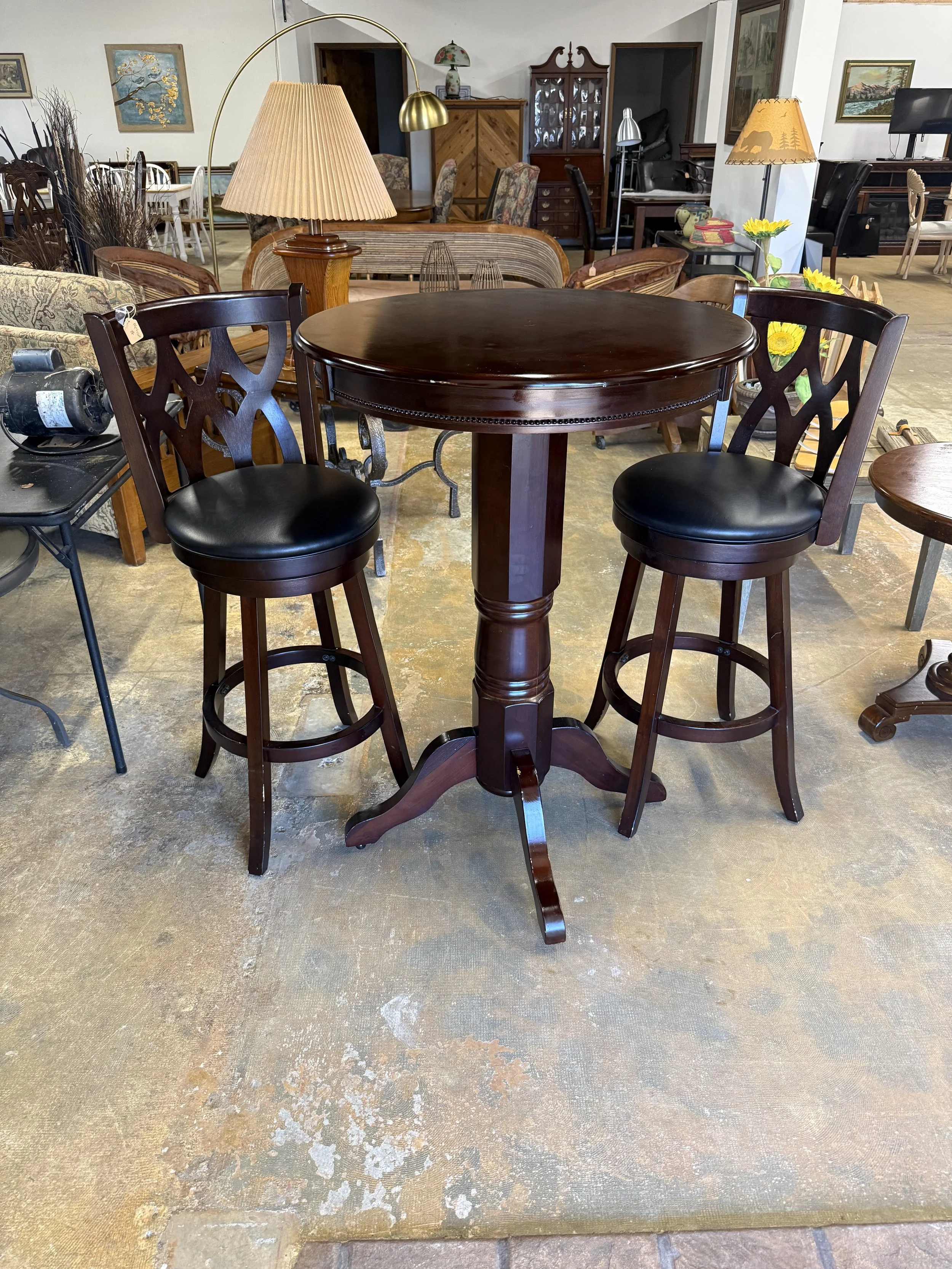 Pub Table with Swivel Stools: $150