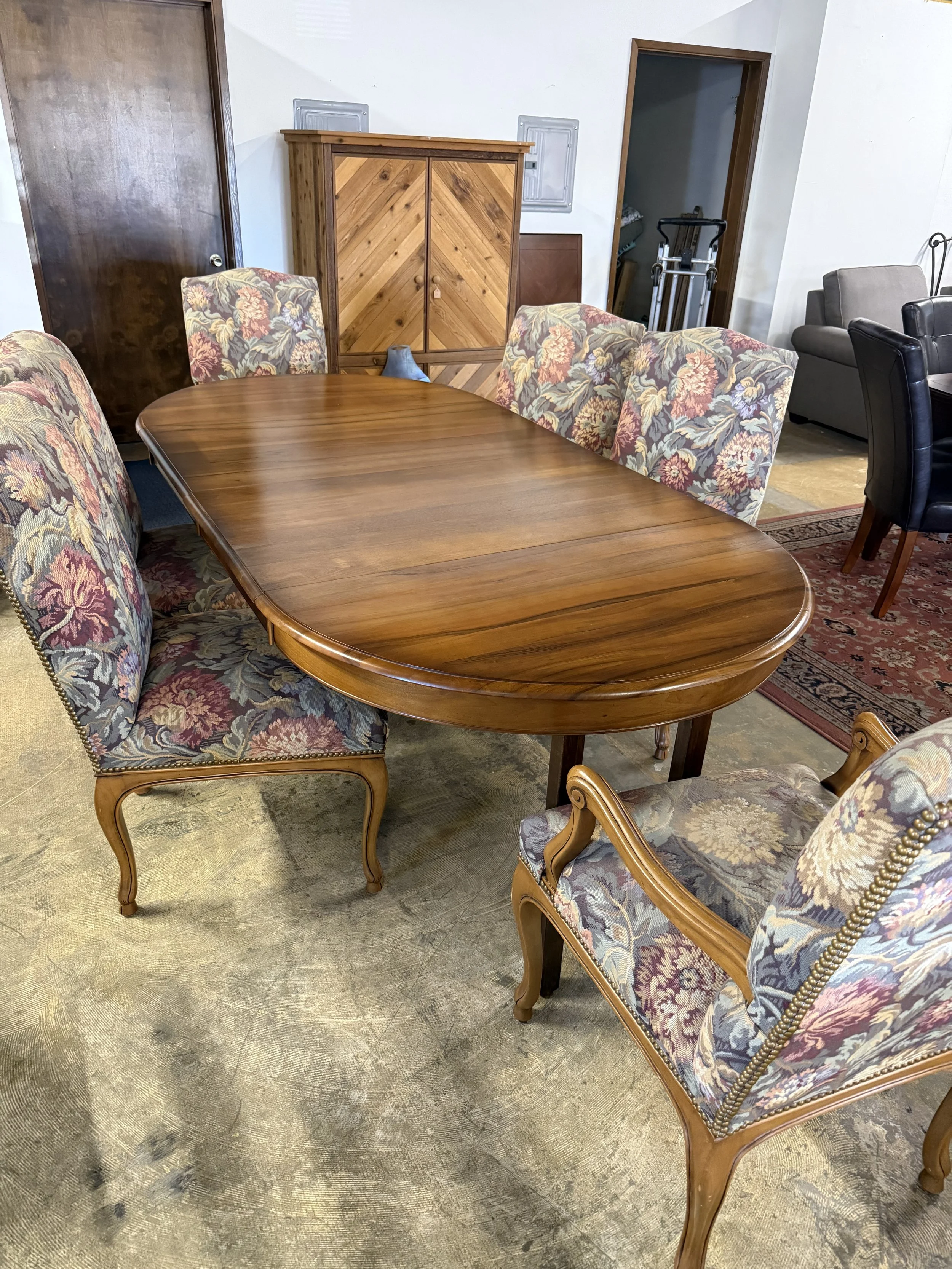 Solid Wood Dining Table with 6 Chairs, round or oval: $450