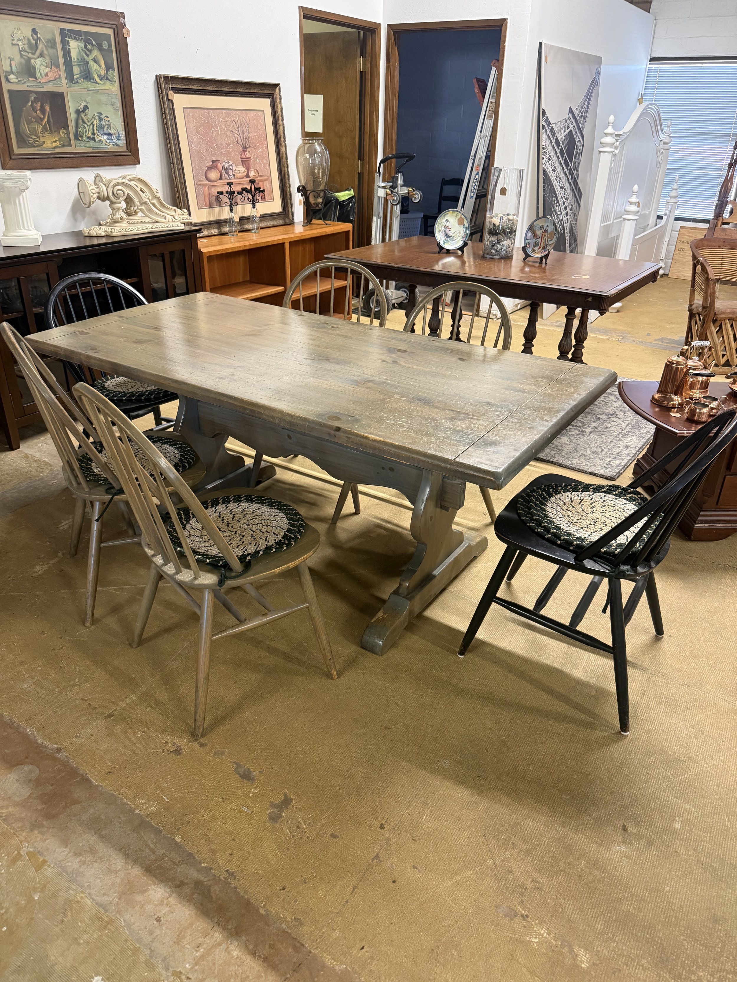 Solid Wood Dining Table &amp; 6 Chairs: $199