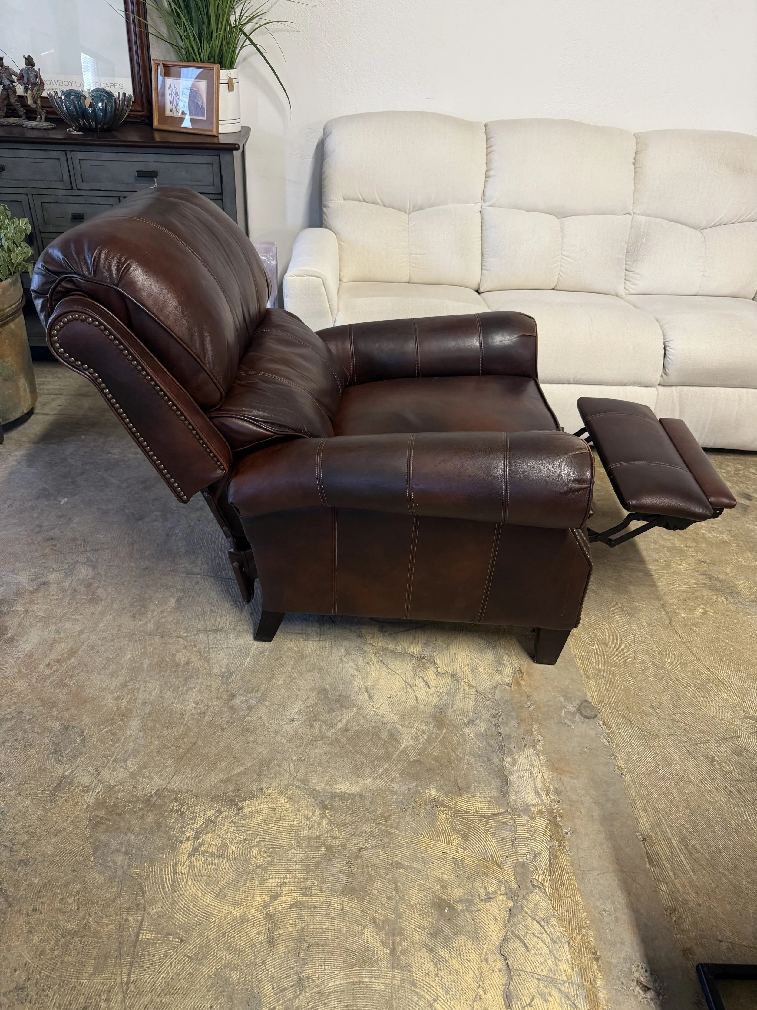Leather Recliner with Nailhead Accents: $125