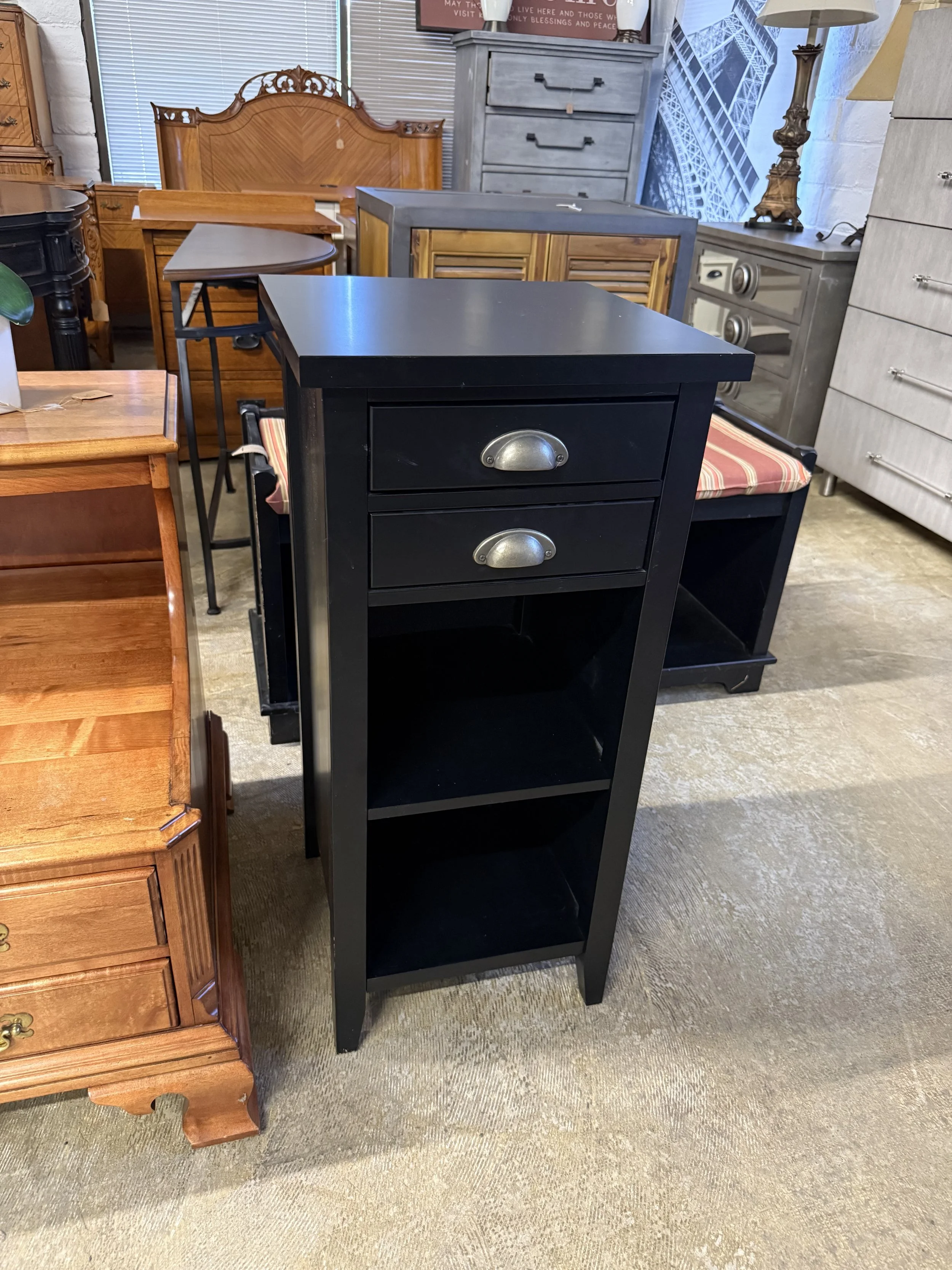 Small Black Storage Cabinet: $40