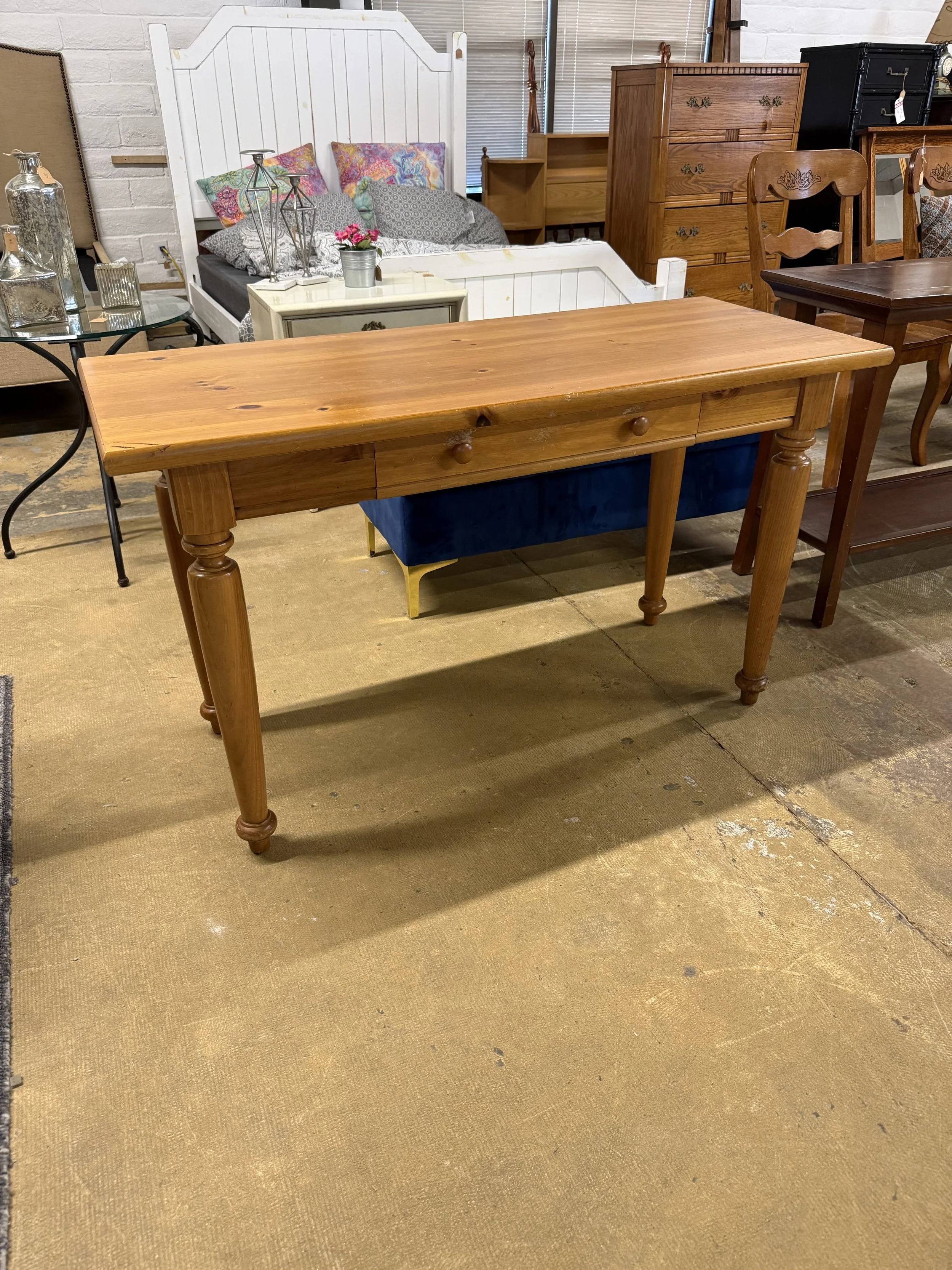 Solid Pine Console Table with Storage Drawer: $75