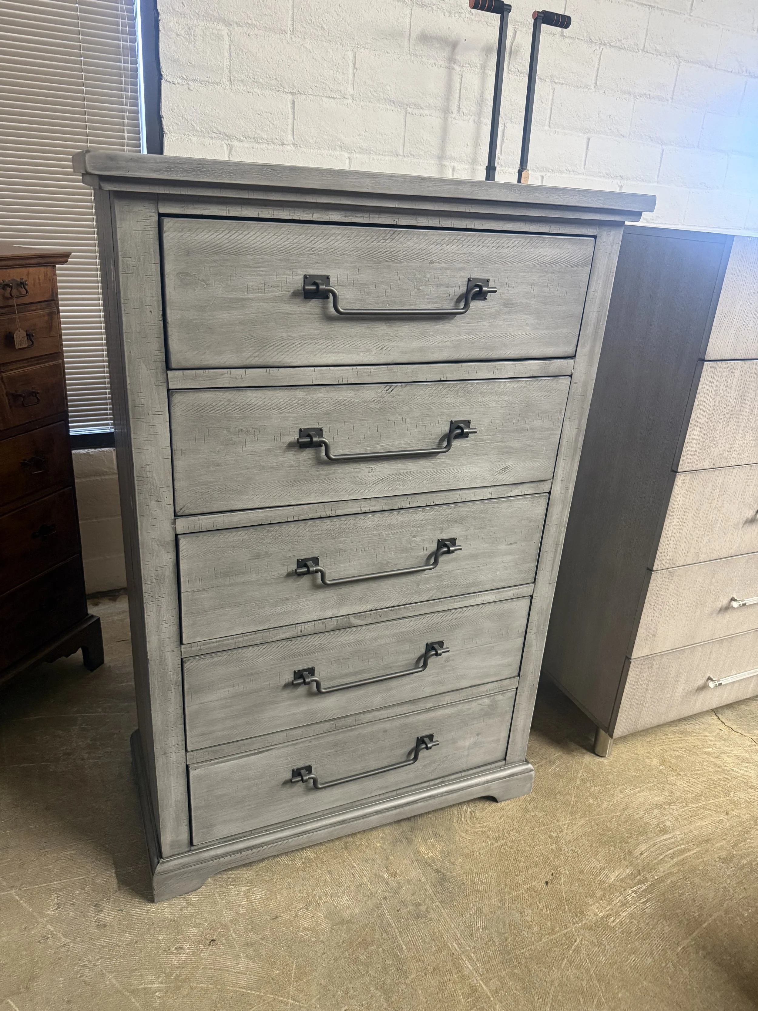 Beach House 5-Drawer Solid Wood Chest in Dove Grey $349