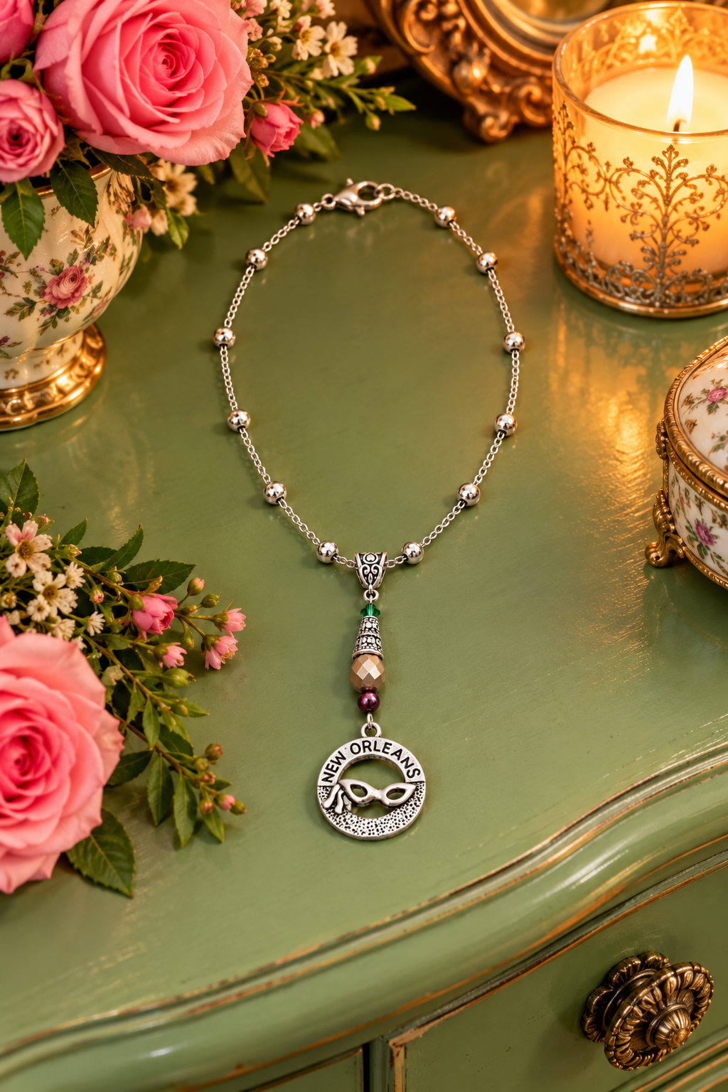 New Orleans Mardi Gras Circle Necklace Dresser ChatGPT.png