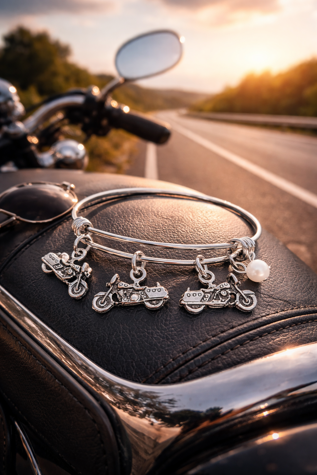 Motorcycle Semiprecious Handmade Bracelet
