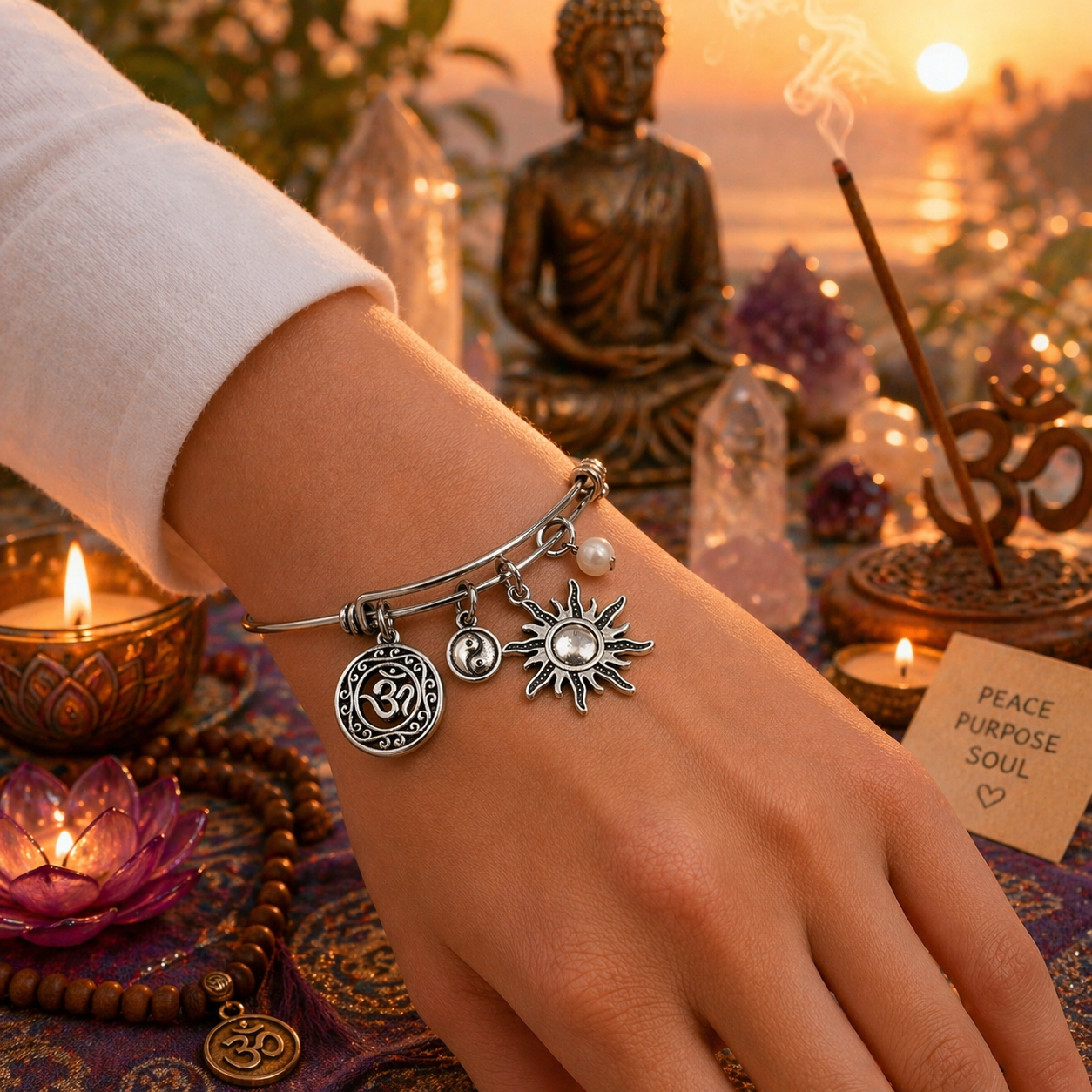 Om Yin Yang Sun Pearl Bracelet Sprituality ChatGPT.png