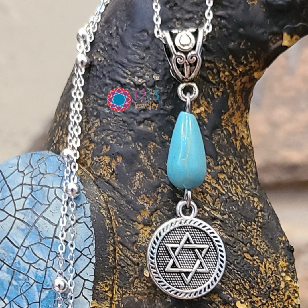 Turquoise Logo Star Of David Necklace Close Bird.png
