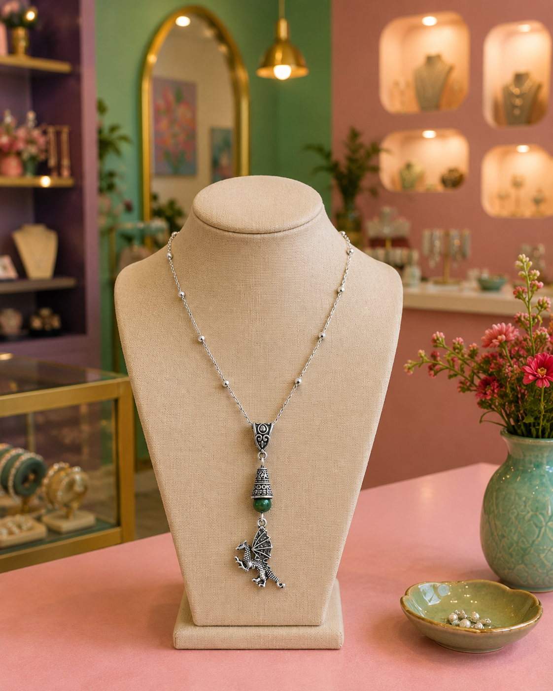 Dragon Necklace Green Display Shop ChatGPT.png